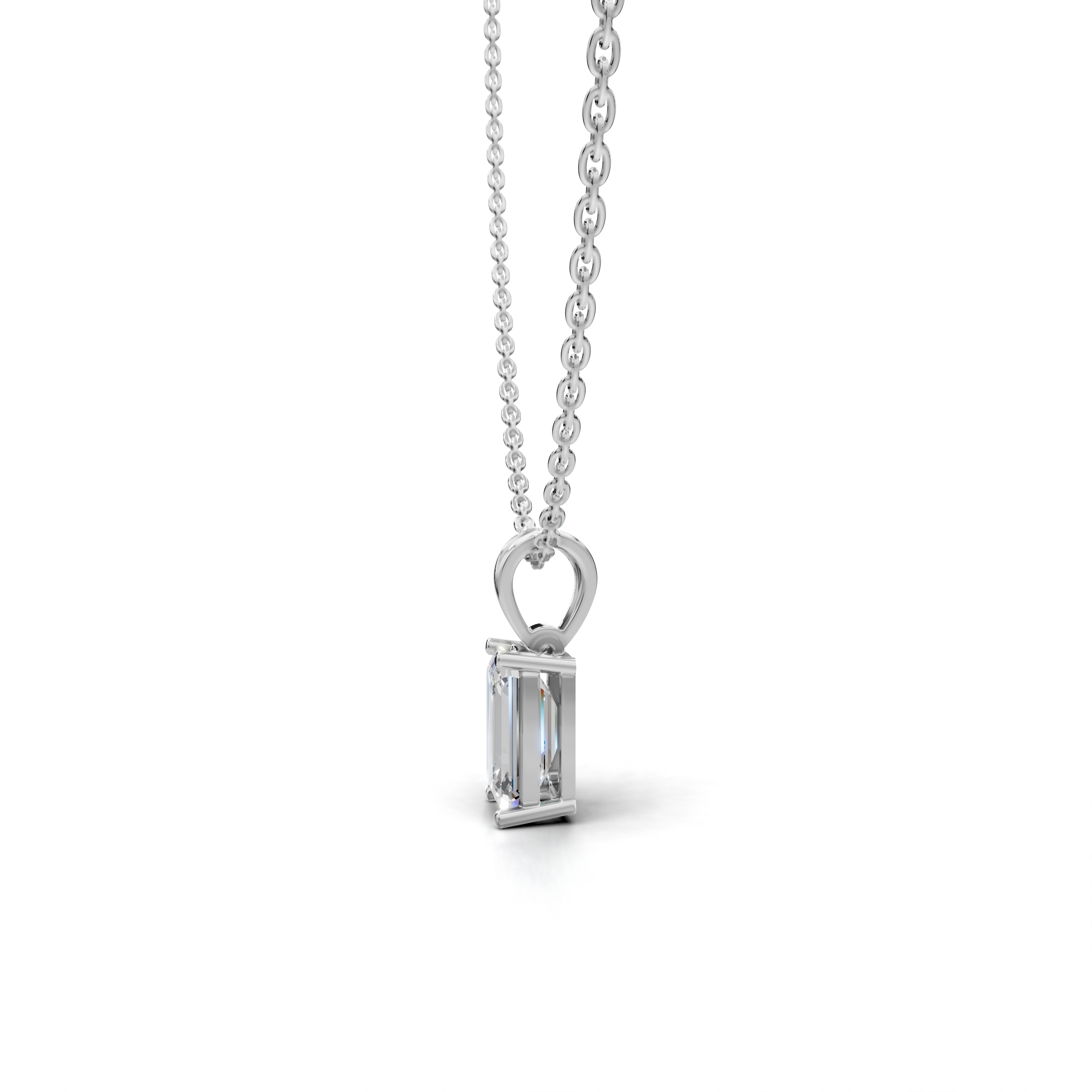 Emerald-Cut LGD Solitaire Pendant Necklace with Clean Geometric Silhouette – LWPD-0115
