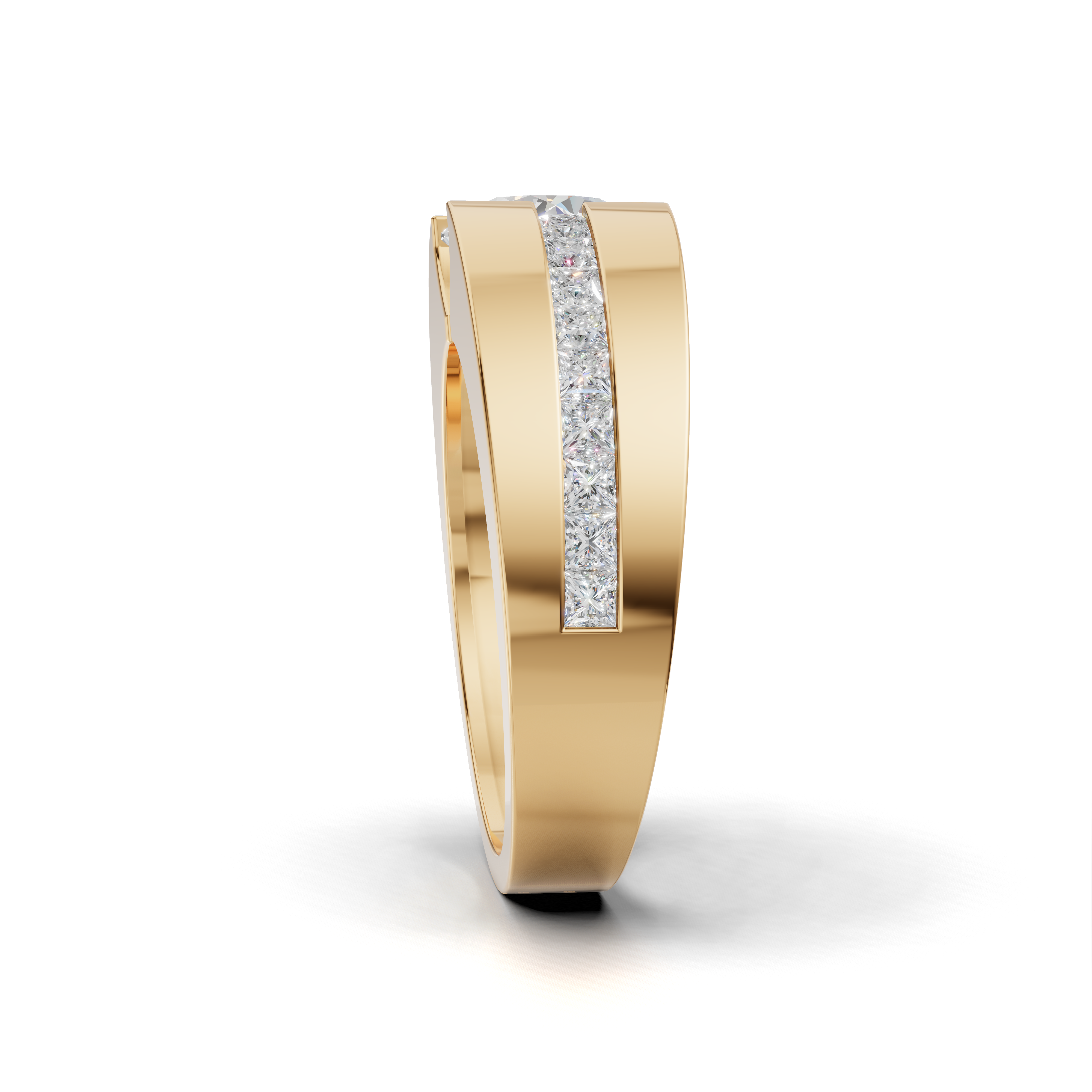 Round Brilliant LGD Geometric Engagement Ring with Bold Wide-Band Design – HWGR-0197