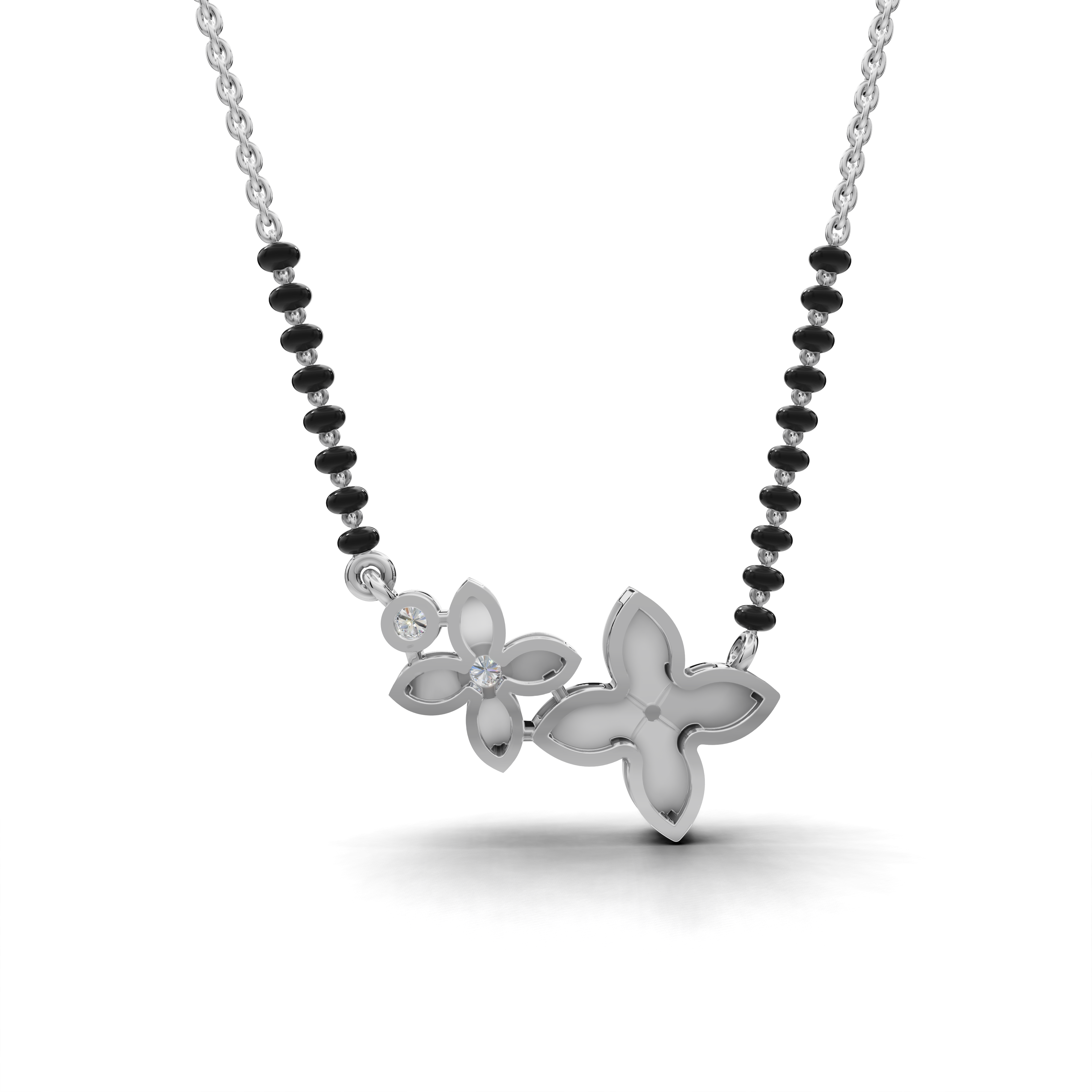 Diamond Mangalsutra Pendant - Floral Design