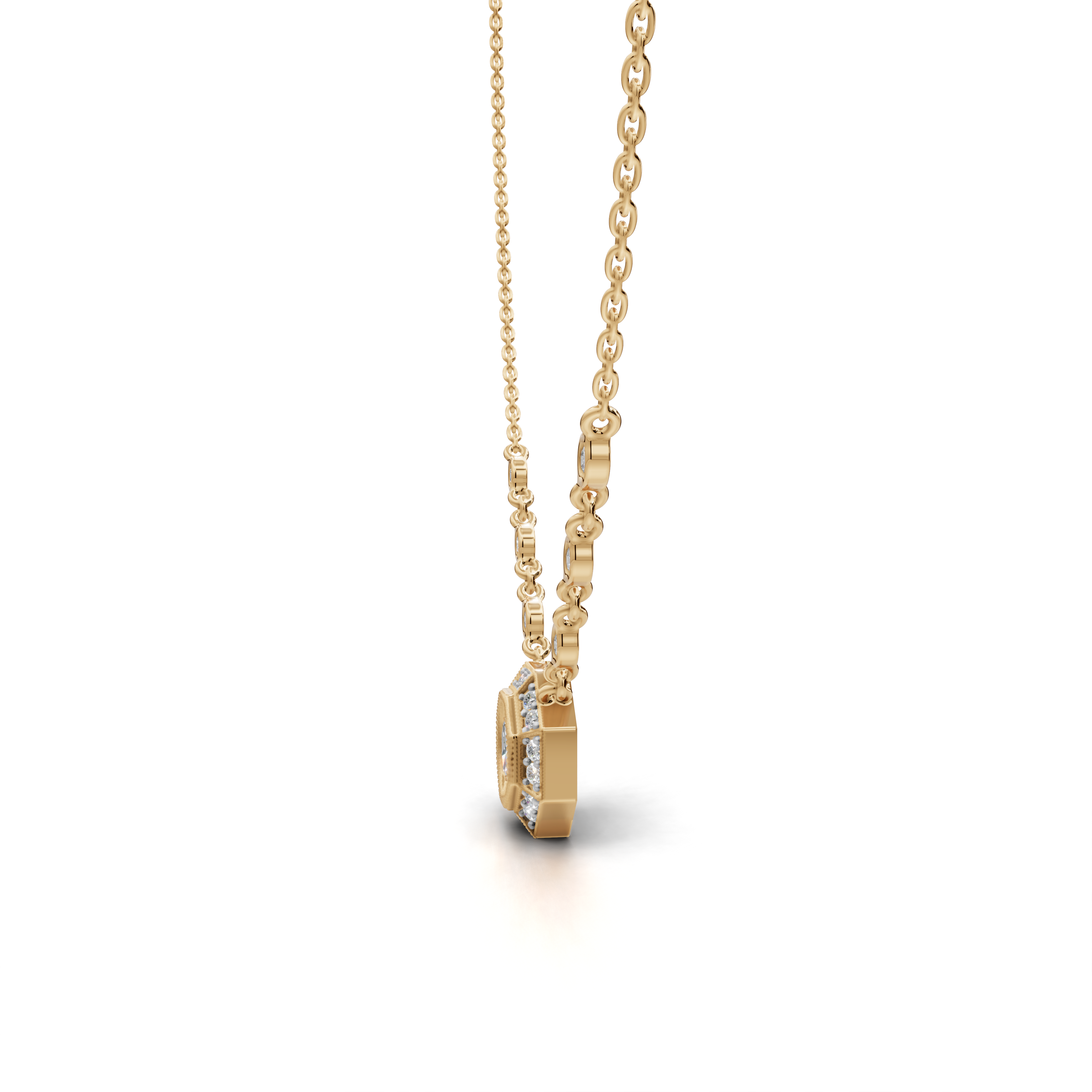 Octagon Diamond Pendant Necklace - LWPD-0234A