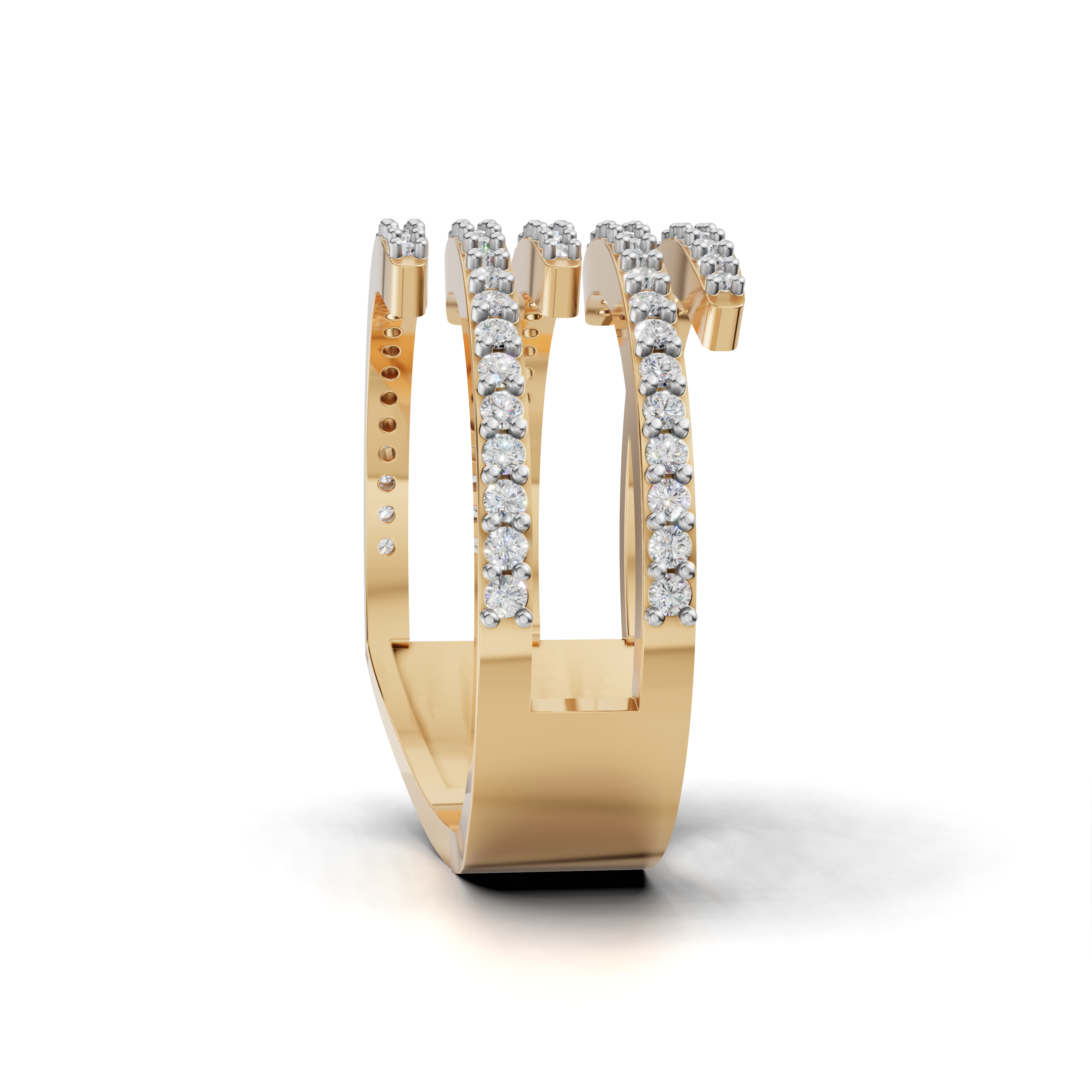 Round LGD Spiral Multi-Band Ring with Flowing Diamond Swirl Pattern – HWLR-0081