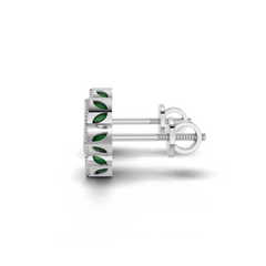 Green Enamel Petals Earrings LWPD-0325-ER