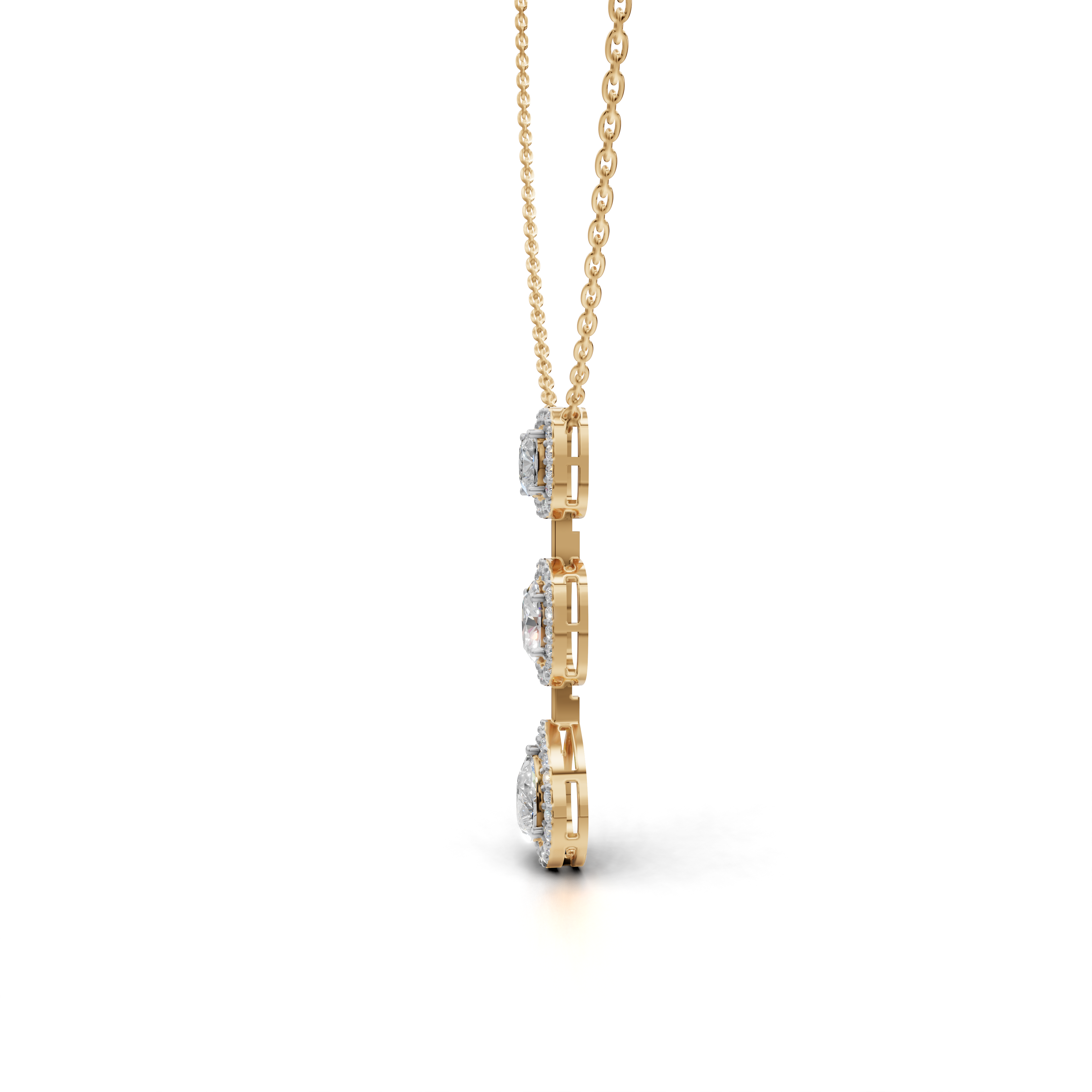 Teardrop LGD Pendant Necklace with Square, Cushion & Pear-Shaped Diamond Arrangement – LWPD-0322