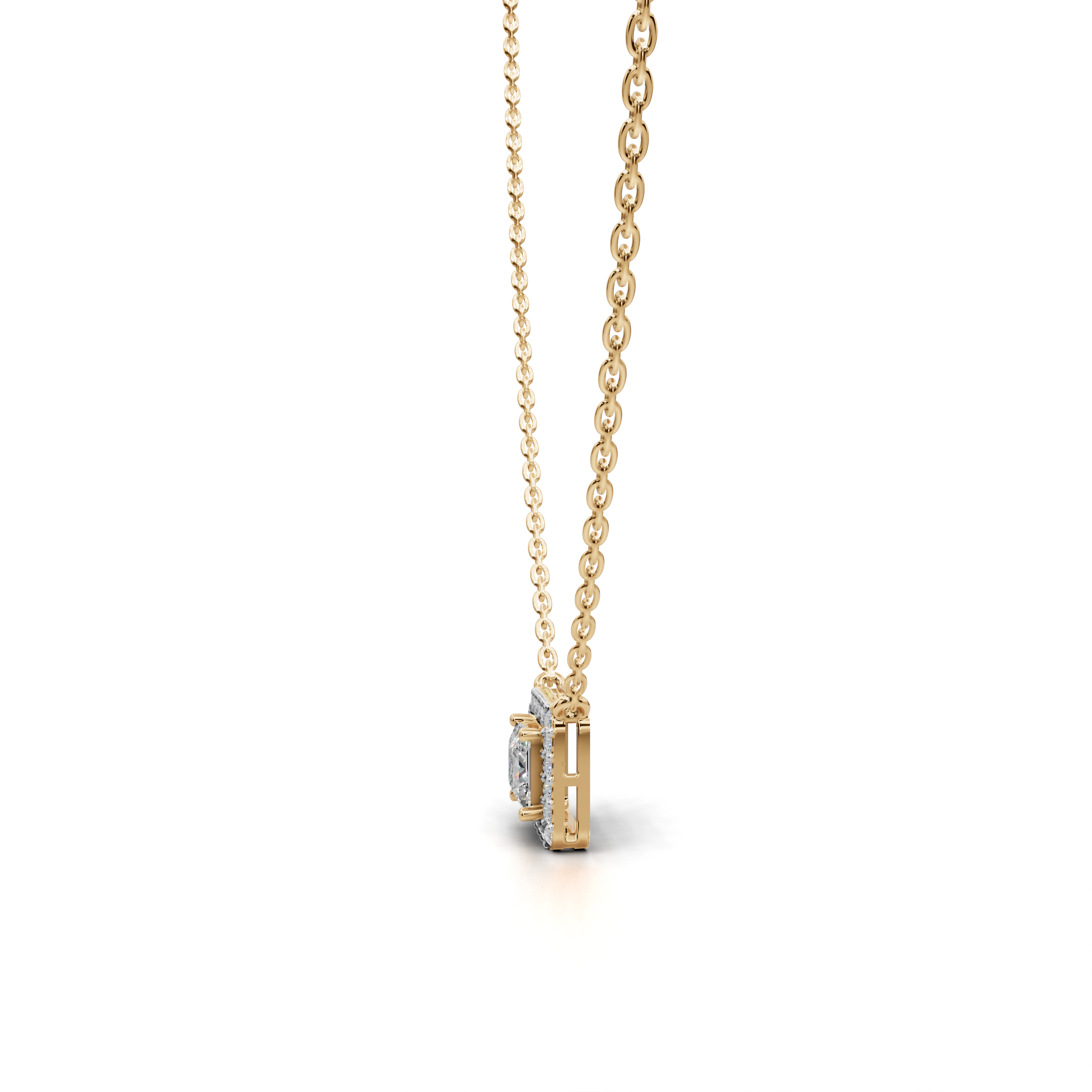 Classic LGD Halo Pendant Necklace with Timeless Diamond Surround – LWPD-0319