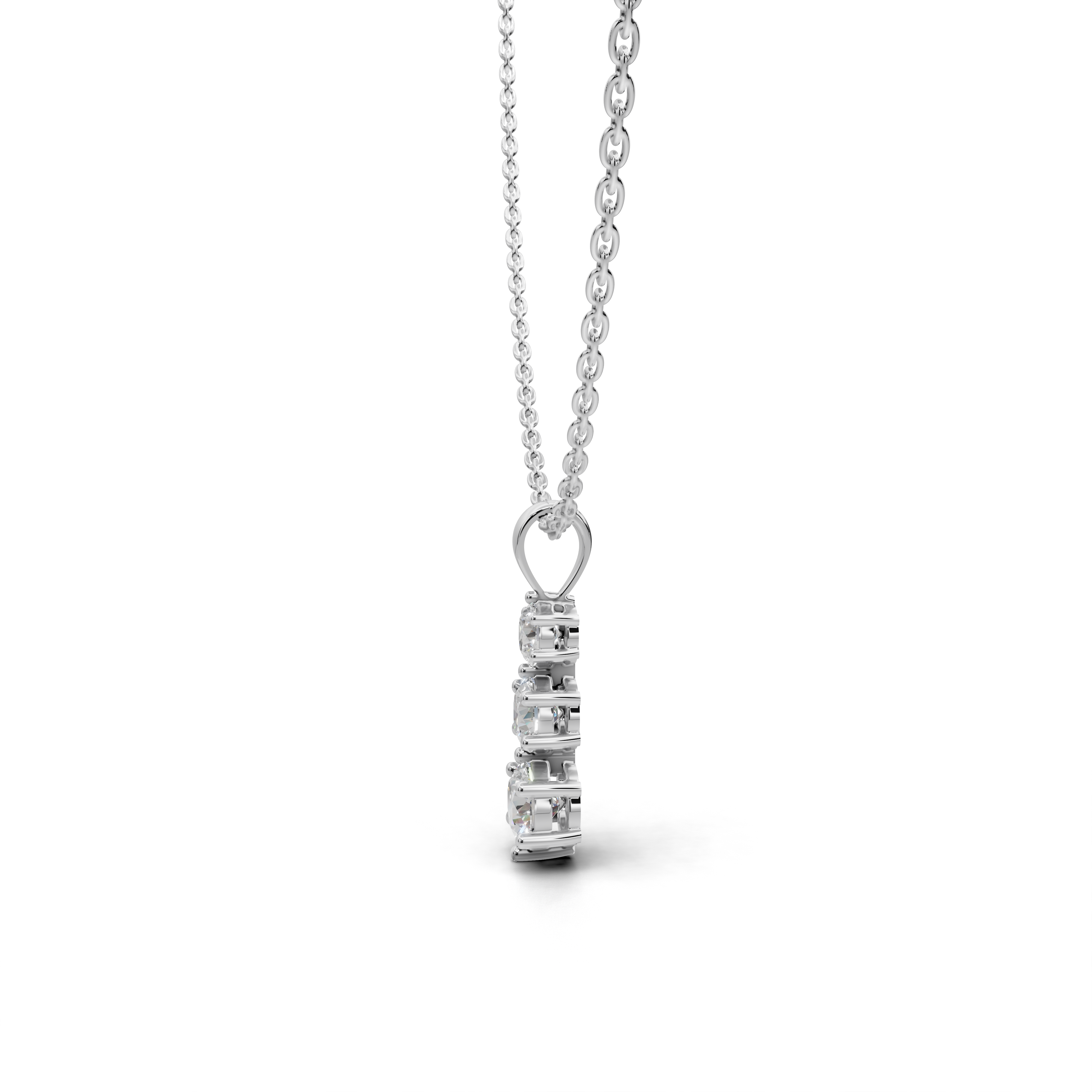 Three Round LGD Vertical Trilogy Pendant Necklace with Linear Arrangement – LWPD-0318
