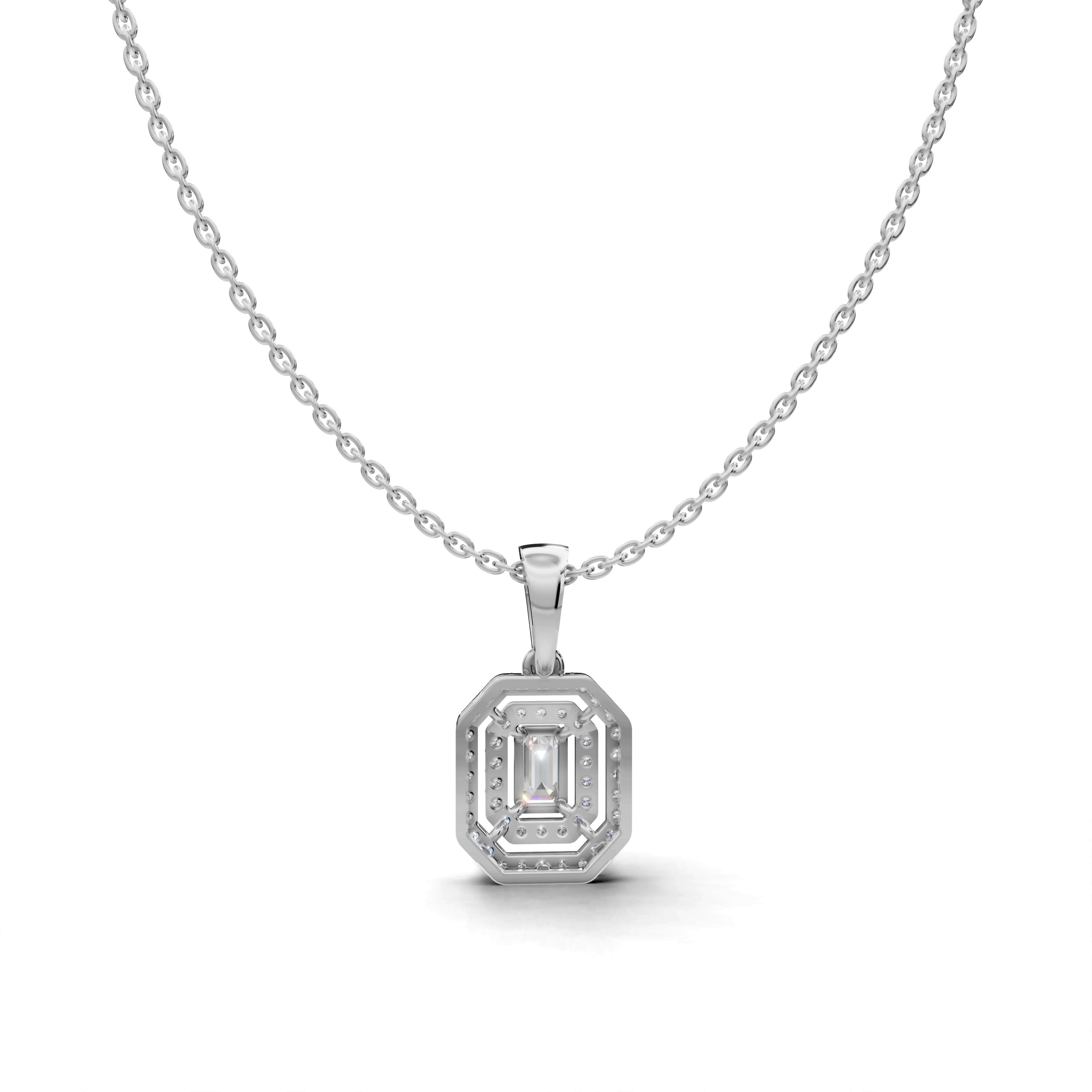Emerald cut Diamond Pendant - LWPD-0178A