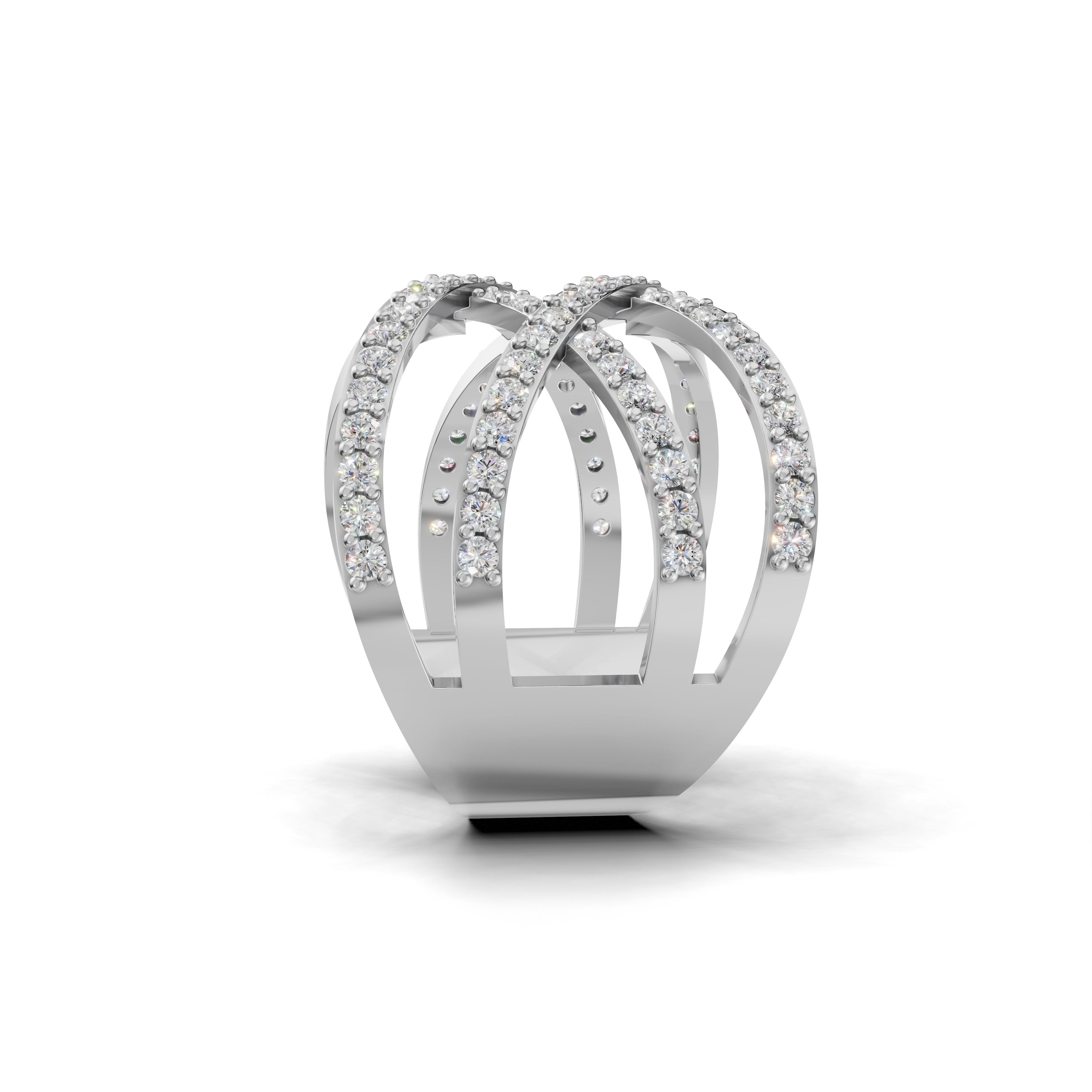 Criss-Cross LGD Open X-Motif Multi-Band Diamond Ring – HWLR-0084