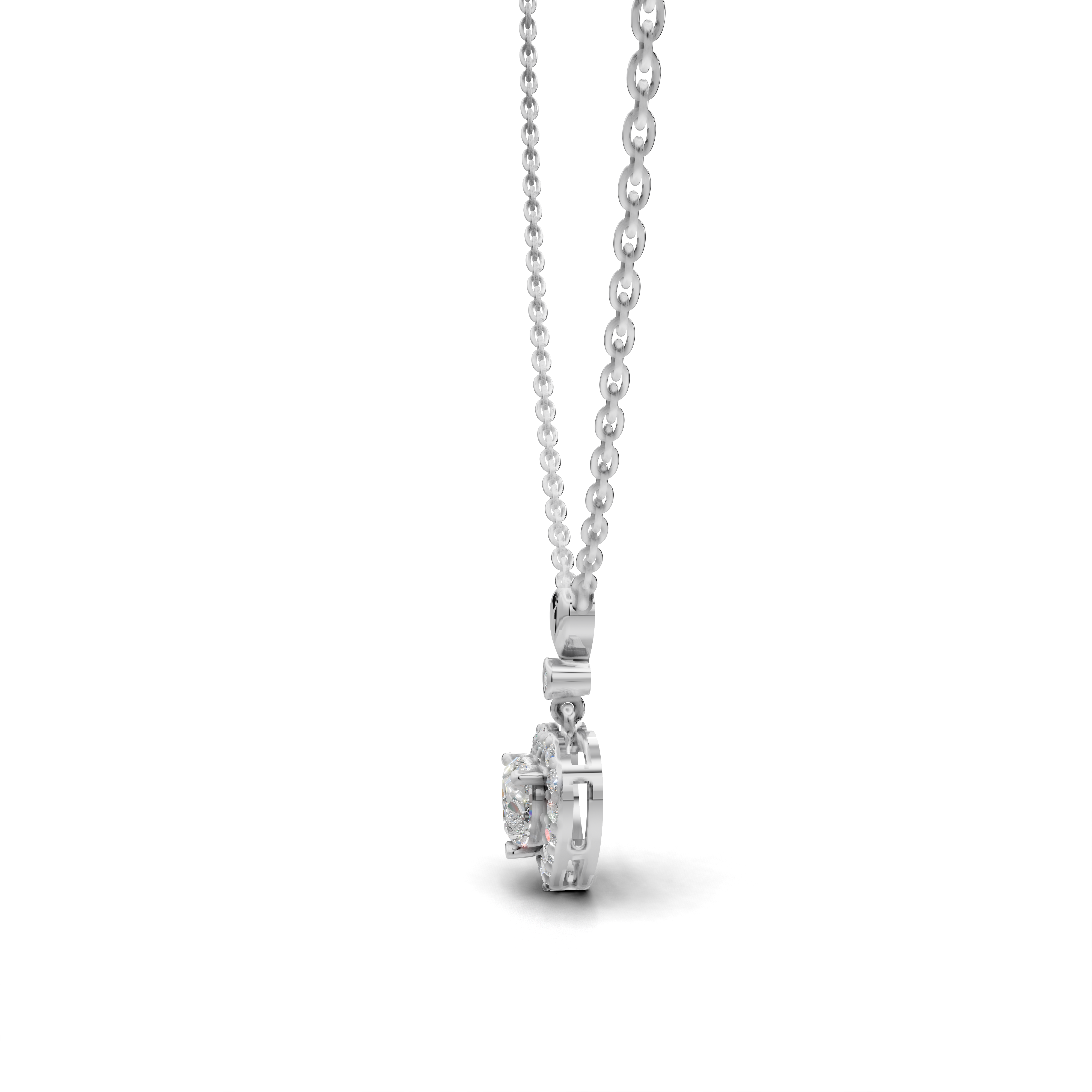 Heart-Cut LGD Halo Pendant Necklace with Romantic Diamond Surround – LWPD-0321