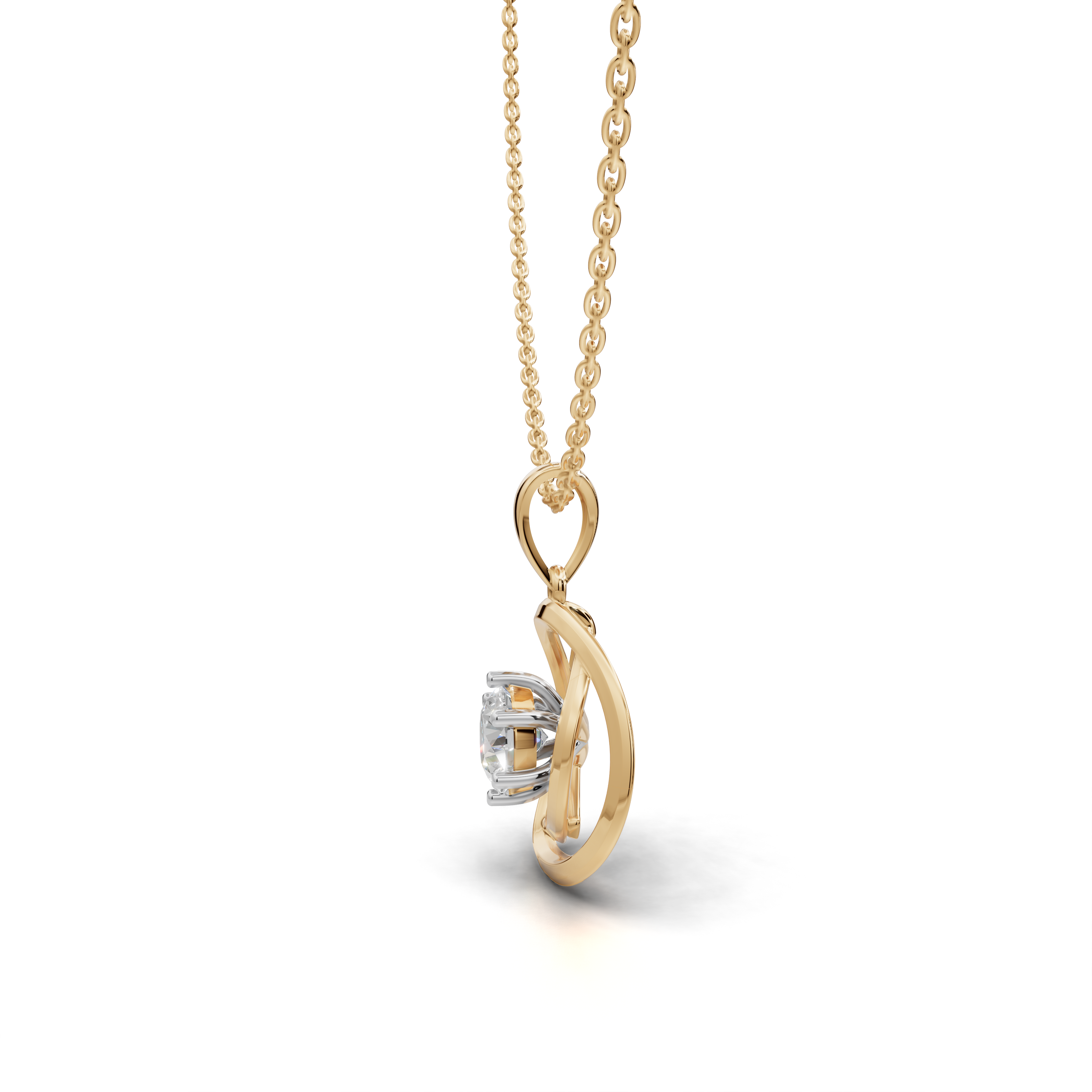 Round-Cut LGD Swirl Pendant Necklace with Circular Embrace Design – LWPD-0326