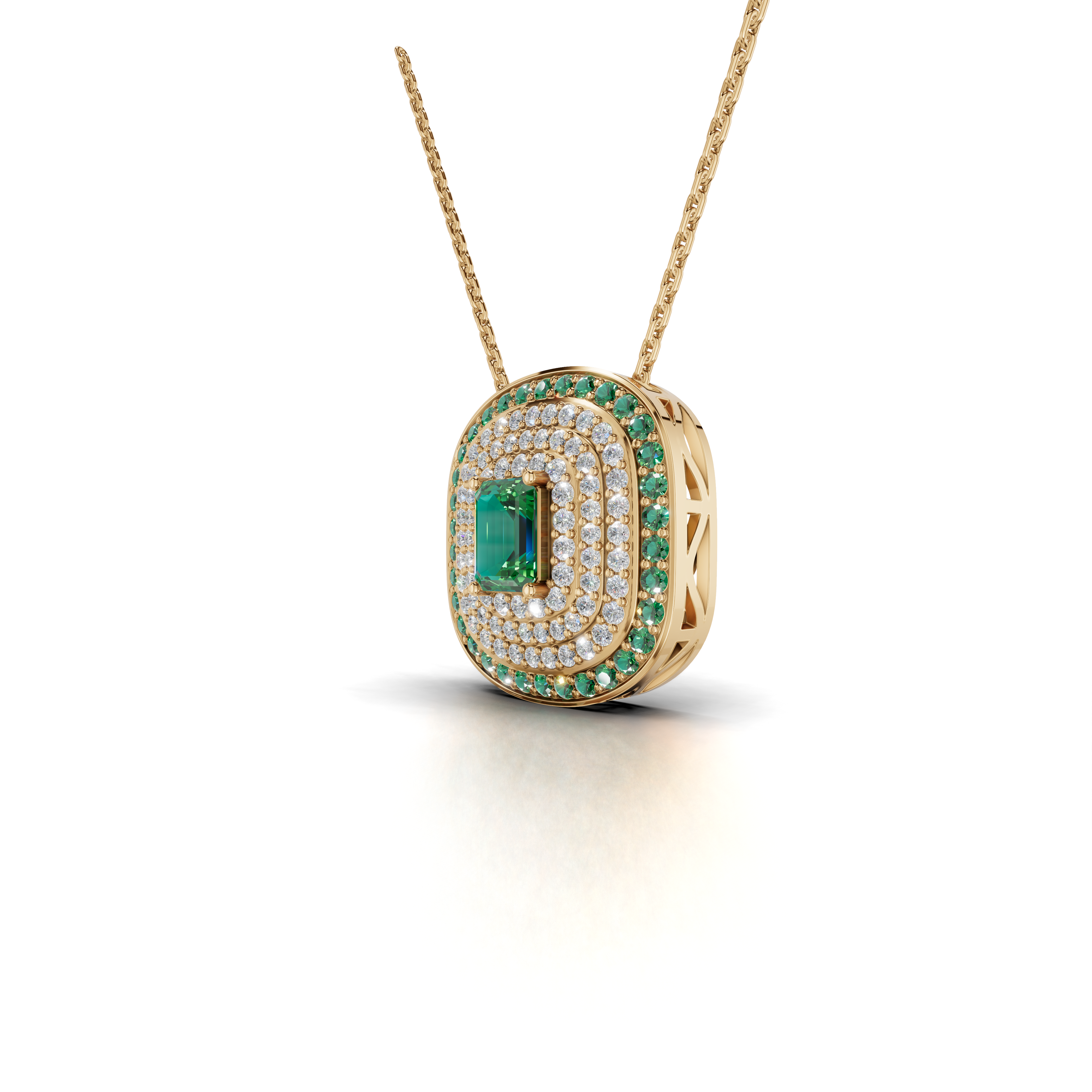 Exquisite Emerald and Diamond Pendant Necklace