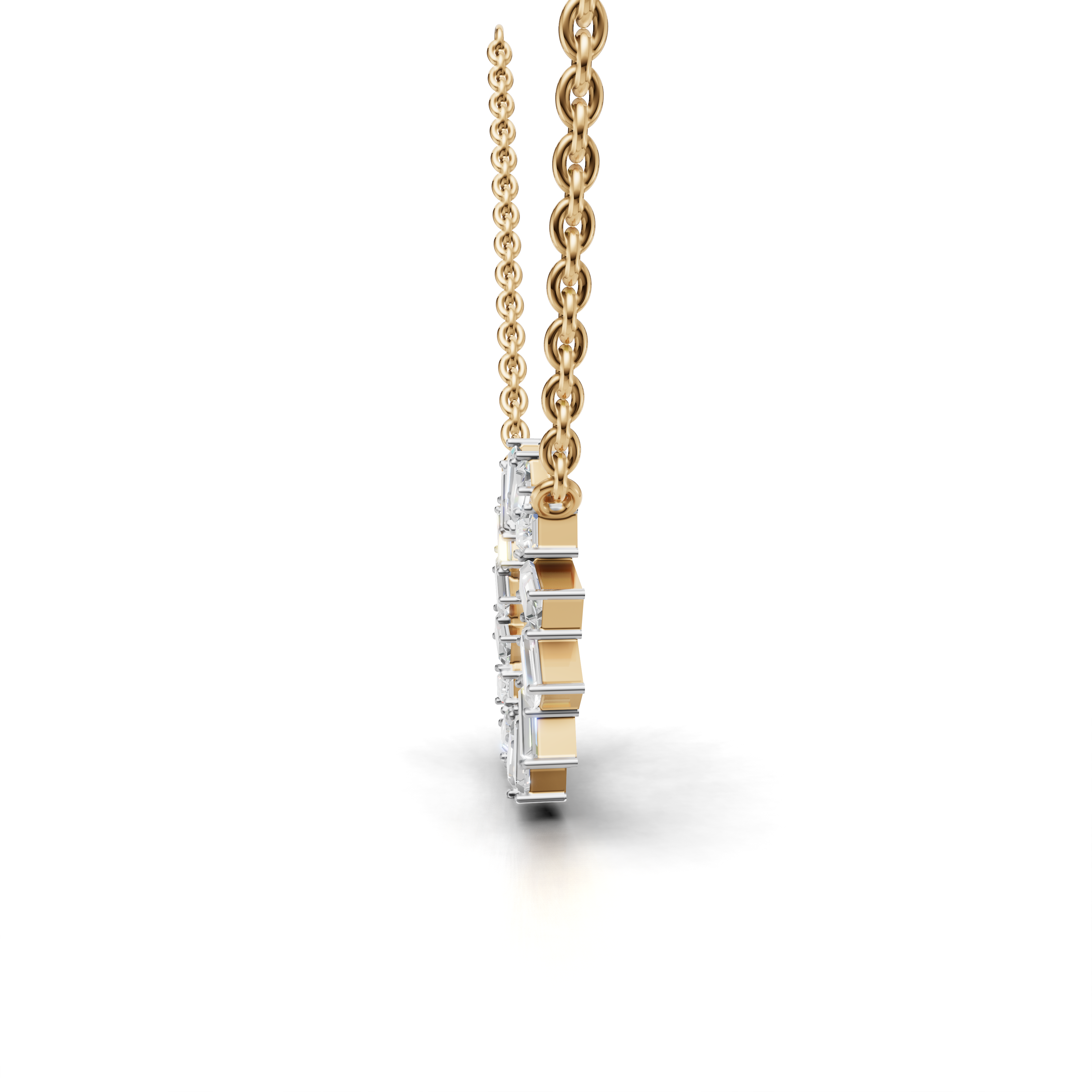 Dazzling Baguette Diamond Circle Pendant Necklace