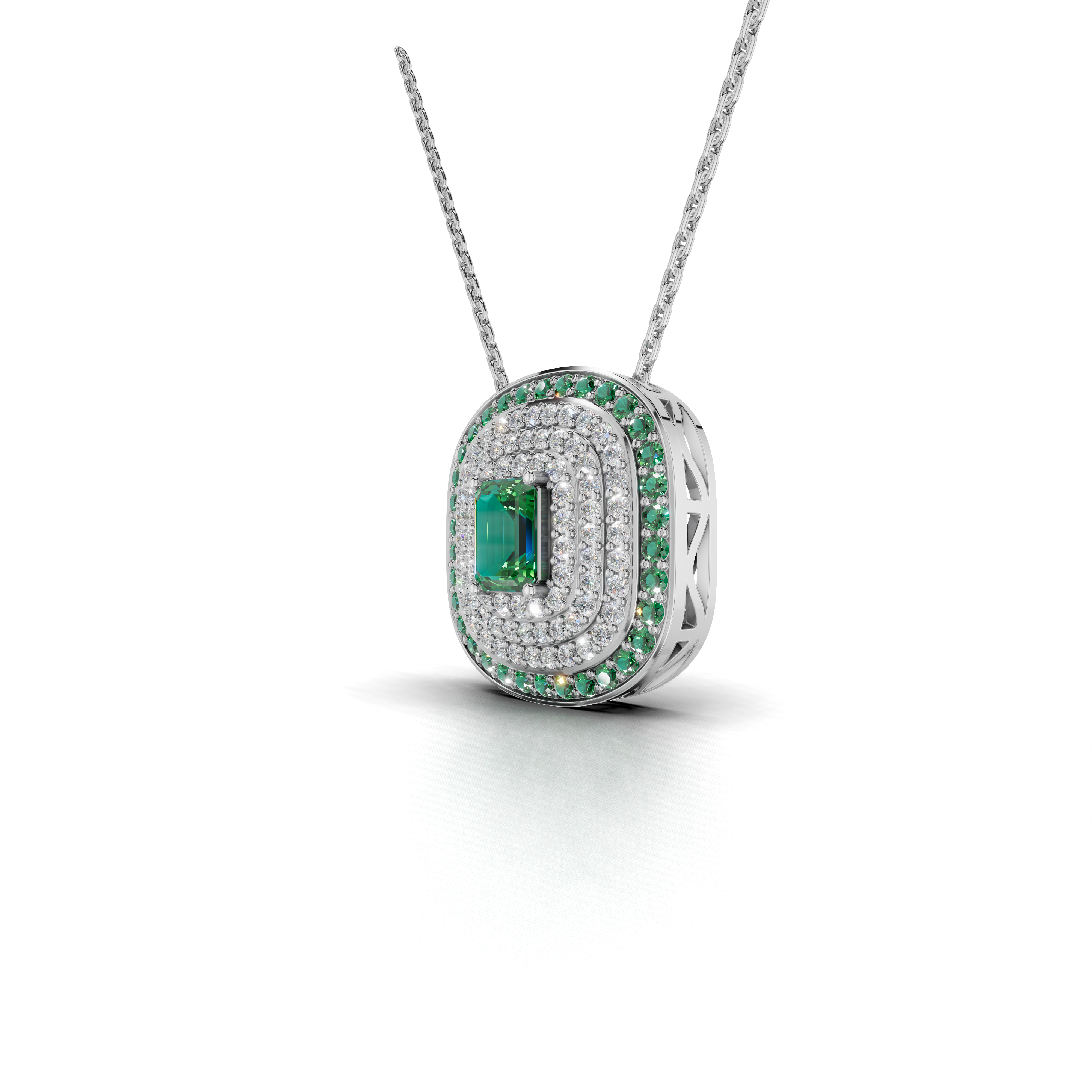 Exquisite Emerald and Diamond Pendant Necklace