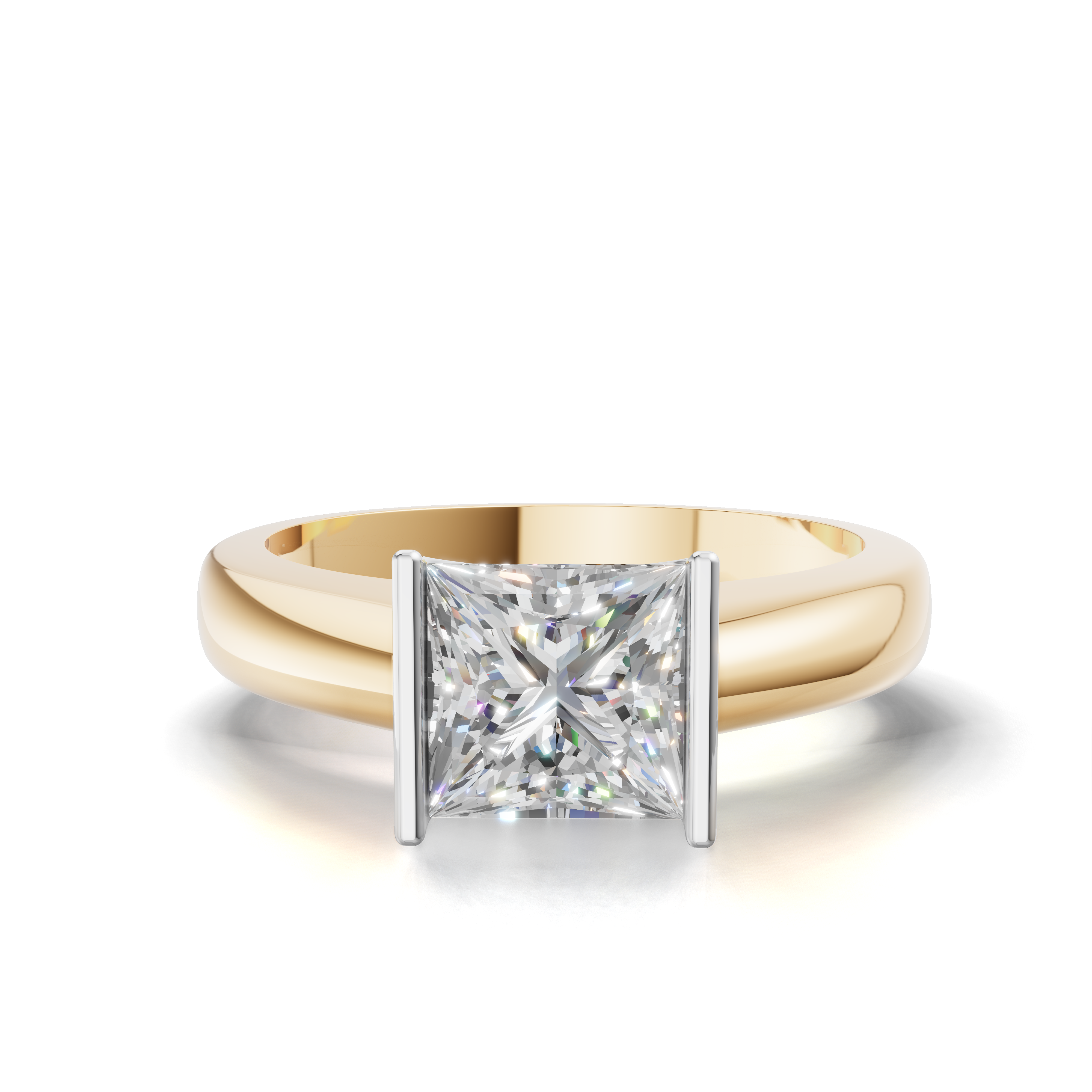 Princess-Cut LGD Centre Ring with Clean Angular Diamond Design – HWGR-0196