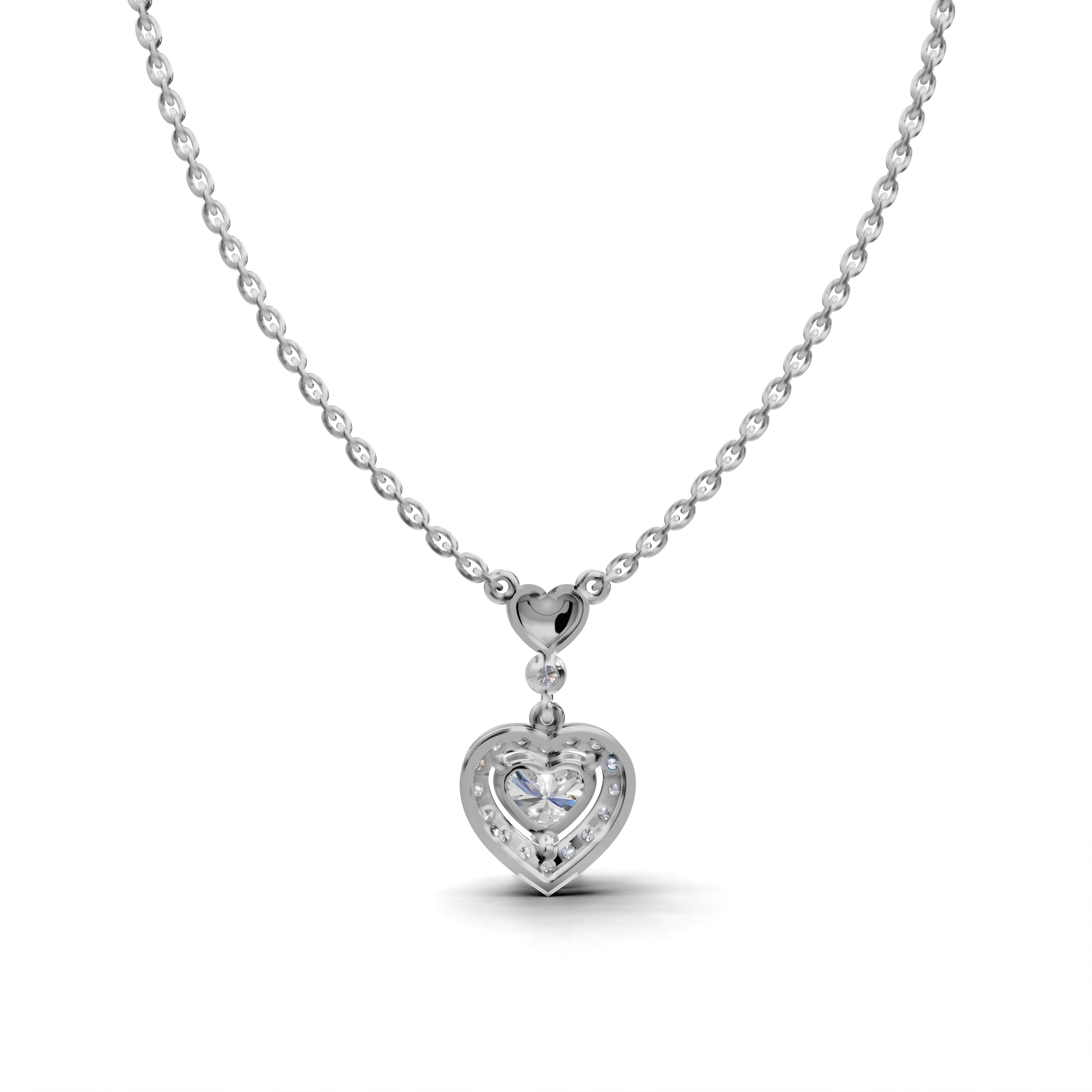 Heart-Cut LGD Halo Pendant Necklace with Romantic Diamond Surround – LWPD-0321