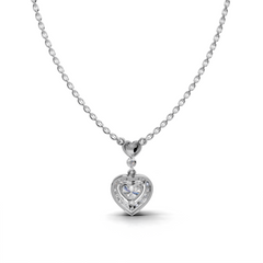 Heart-Cut LGD Halo Pendant Necklace with Romantic Diamond Surround – LWPD-0321