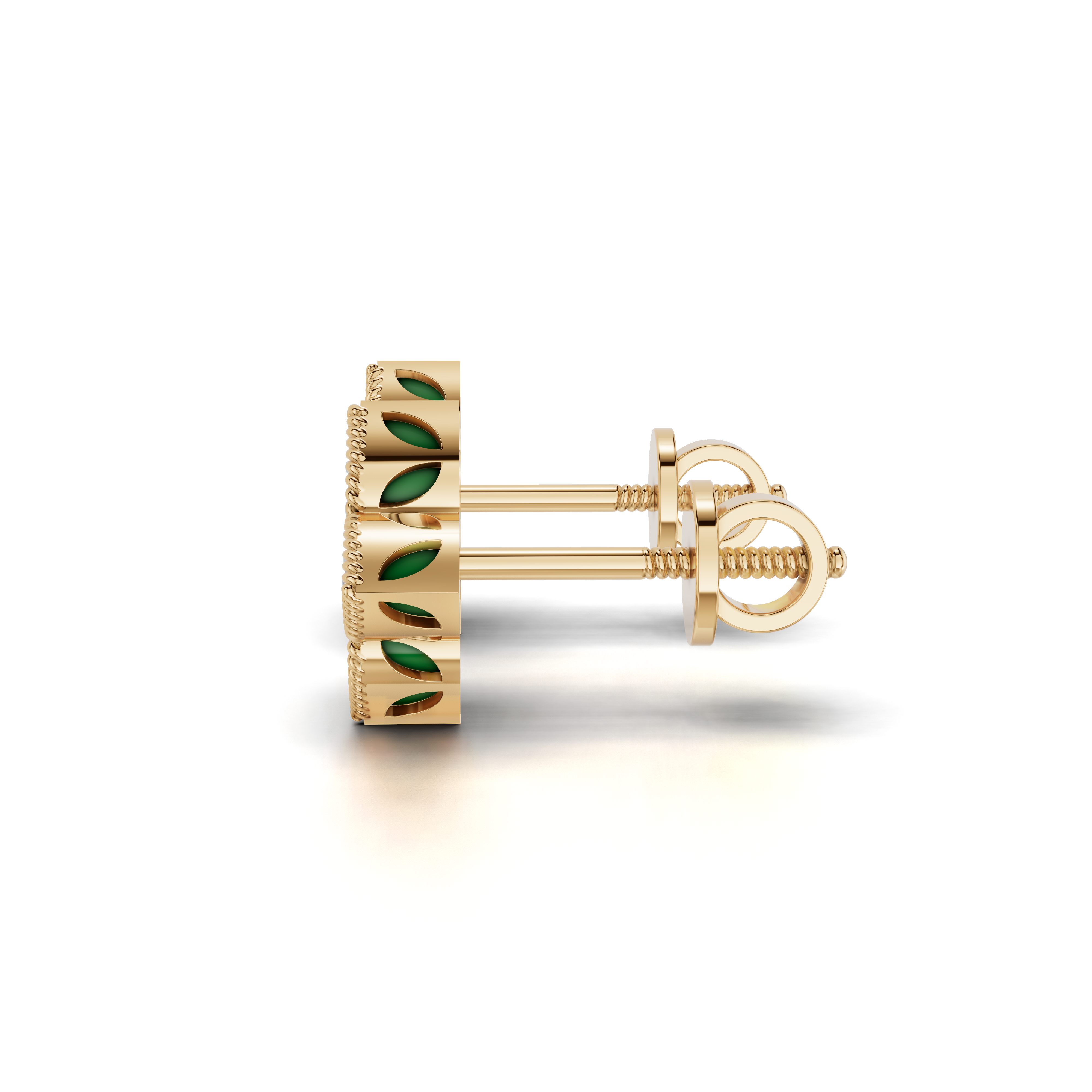 Green Enamel Petals Earrings LWPD-0325-ER
