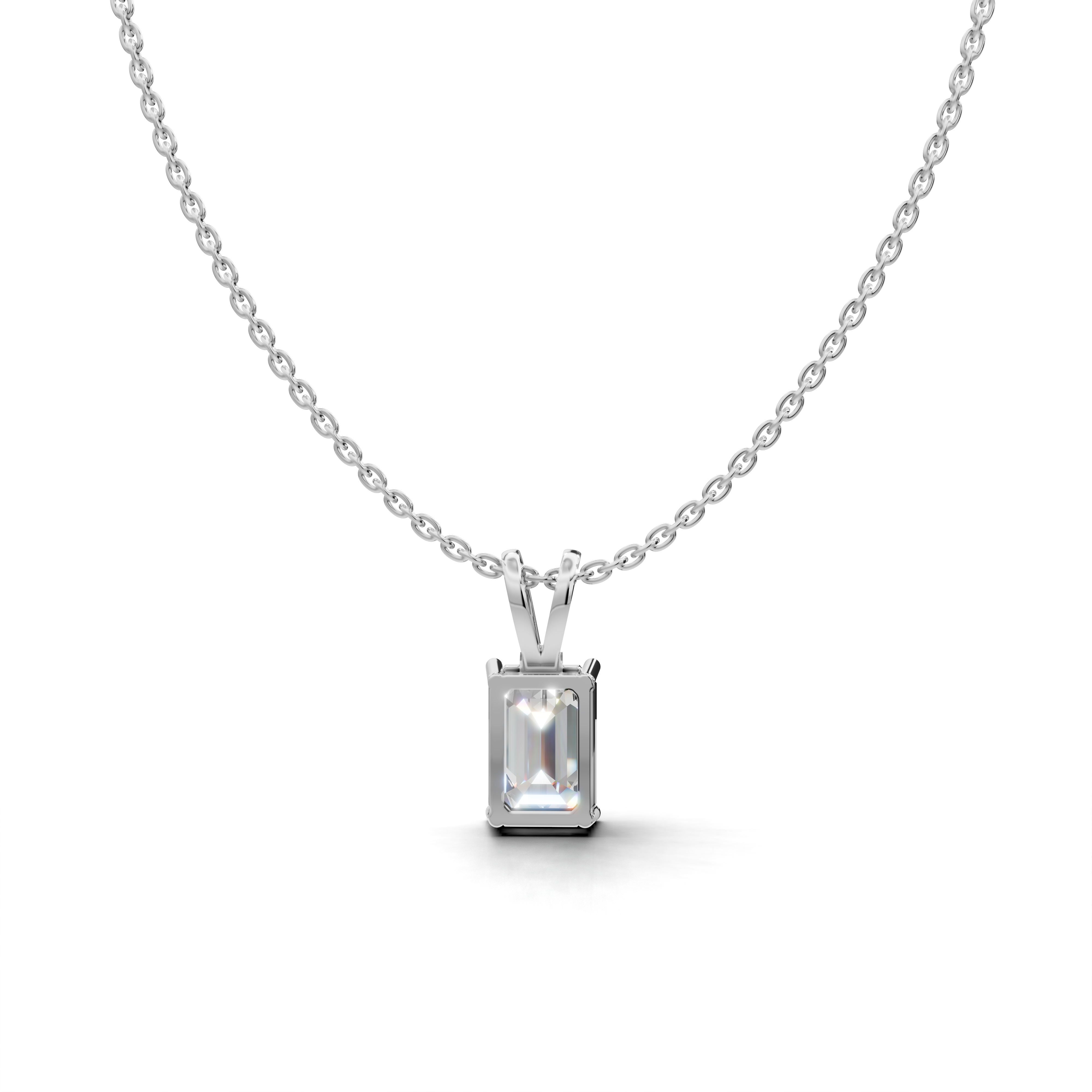 Emerald-Cut LGD Solitaire Pendant Necklace with Clean Geometric Silhouette – LWPD-0115