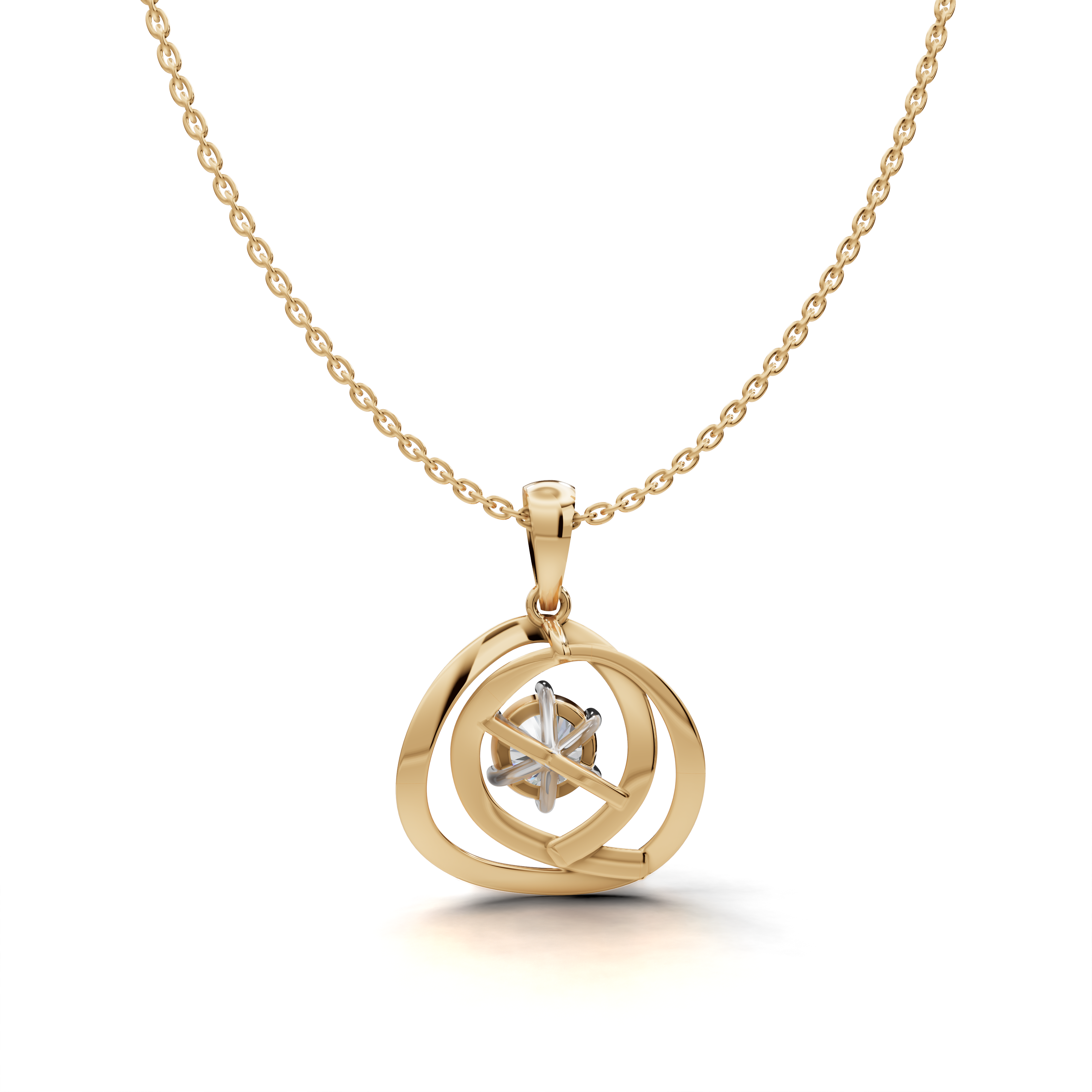 Round-Cut LGD Swirl Pendant Necklace with Circular Embrace Design – LWPD-0326