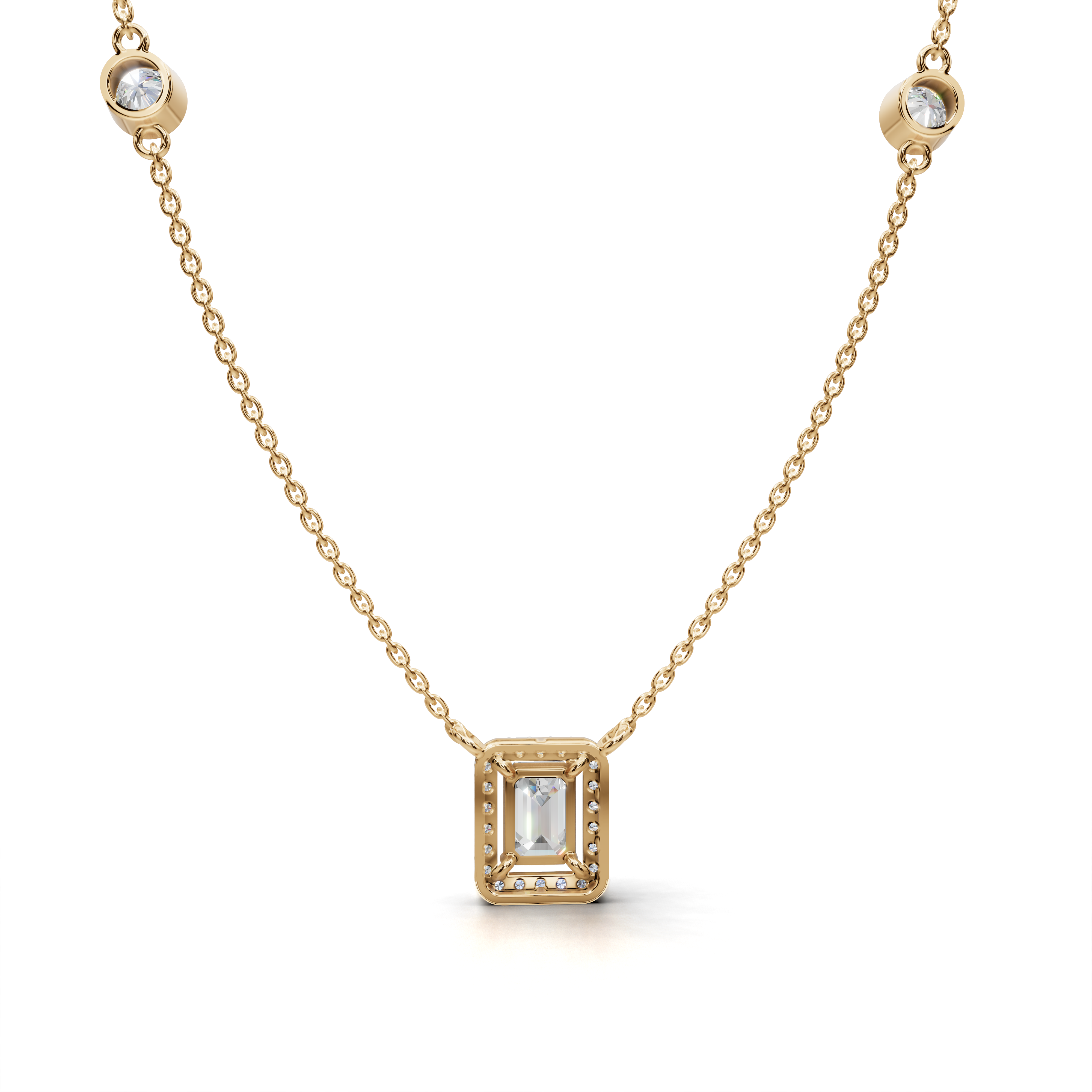 Bezel Set Diamond Necklace - LWPD-0320