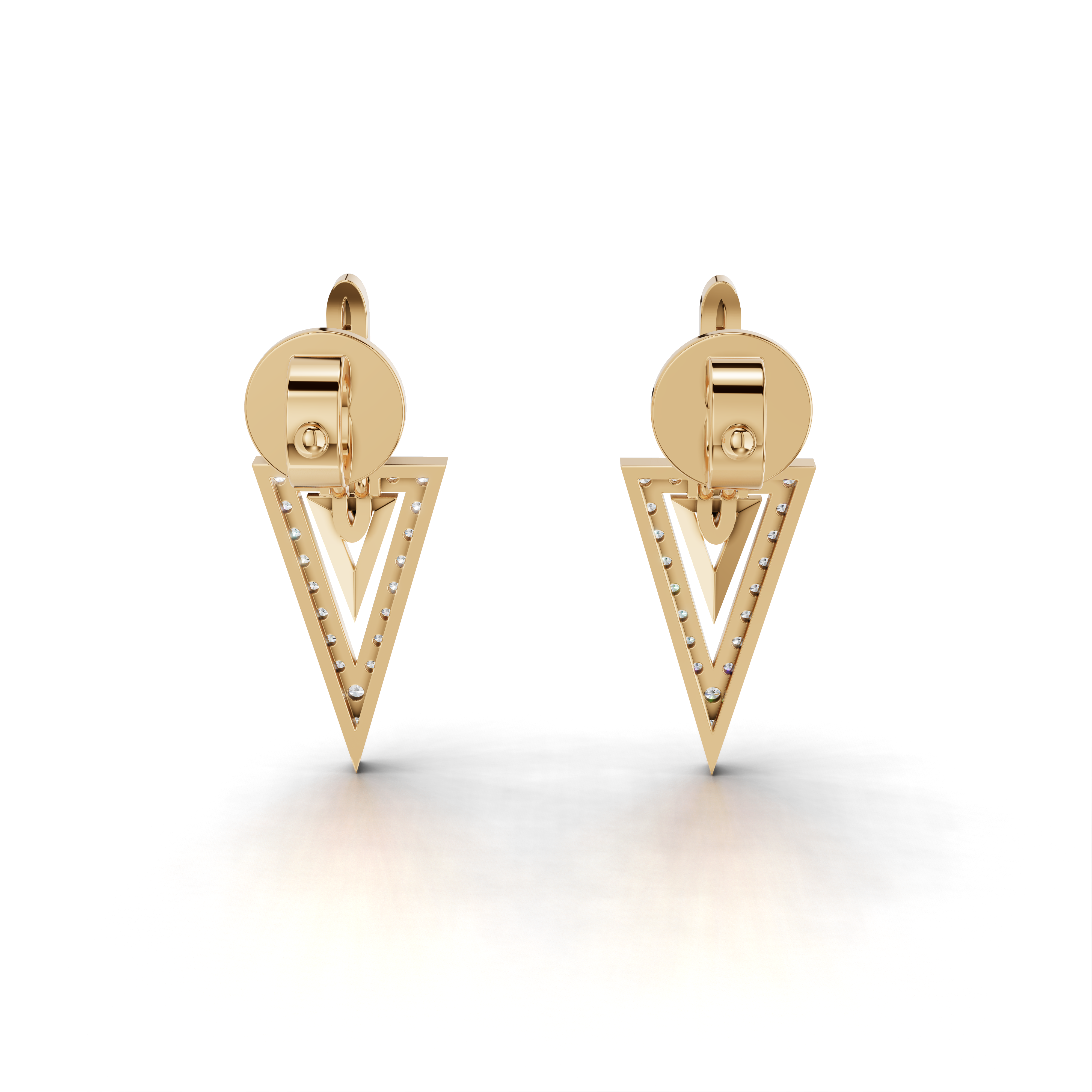 Geometric Triangle LGD Drop Earrings with Minimalist Diamond Outline – LWPD-0329-ER