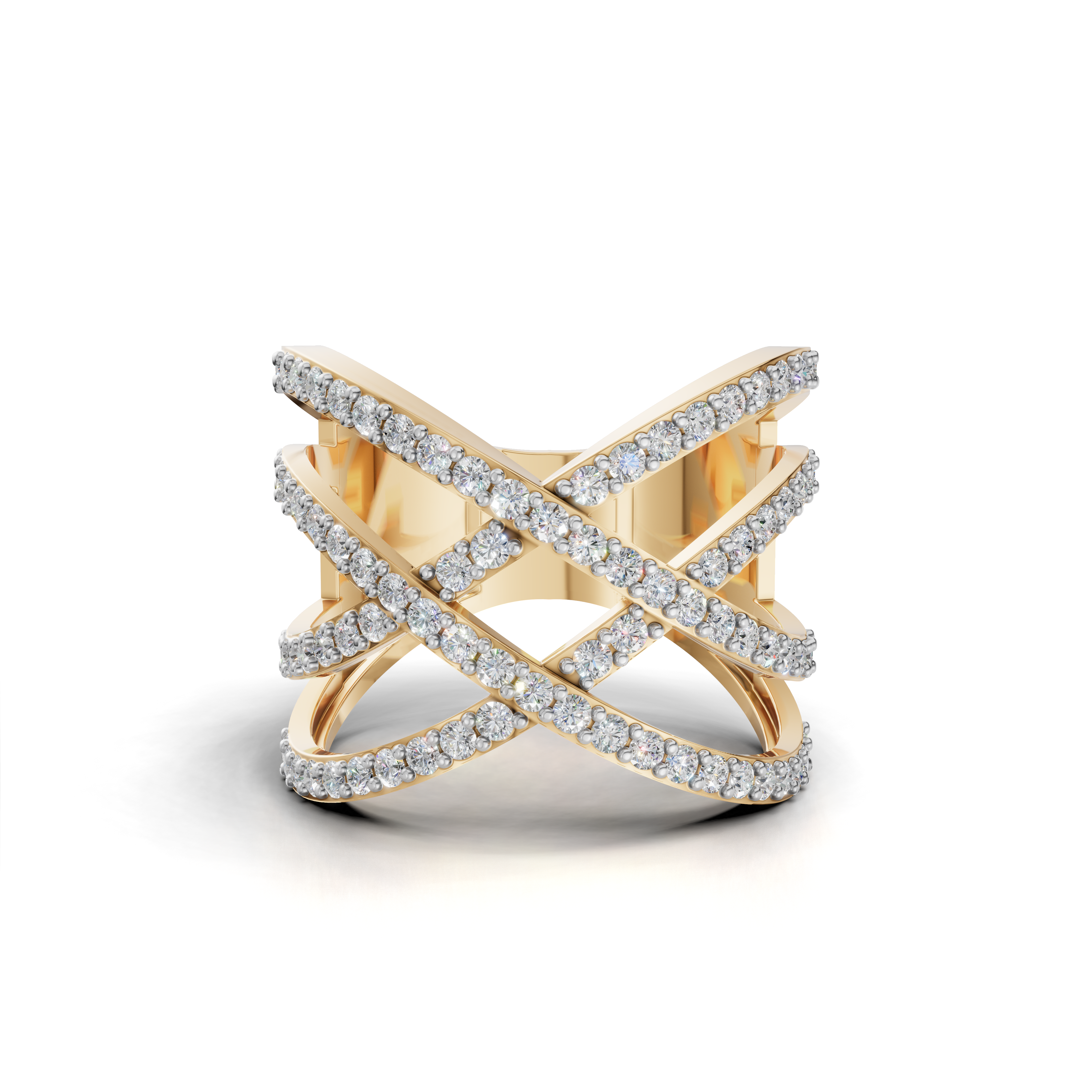Criss-Cross LGD Open X-Motif Multi-Band Diamond Ring – HWLR-0084