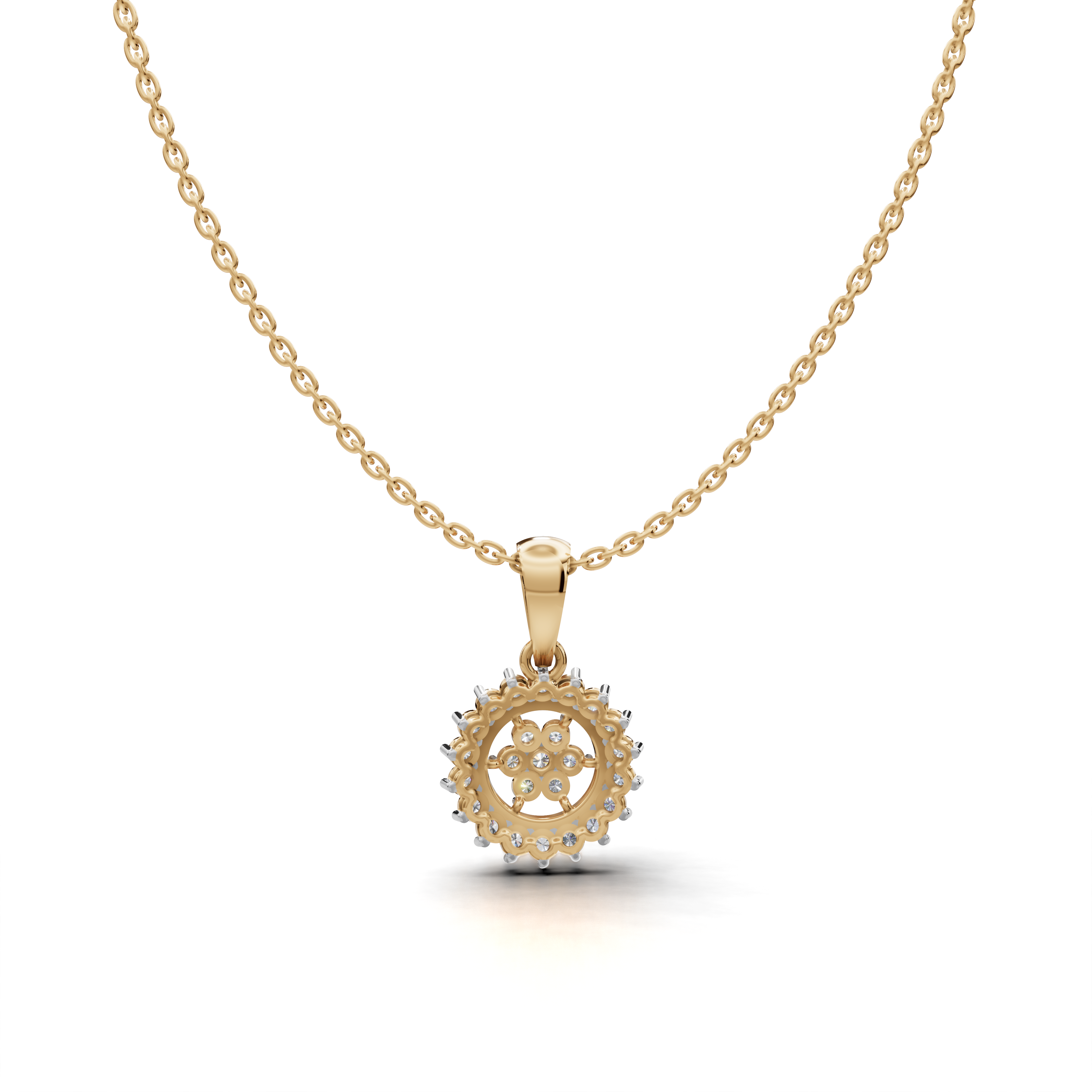 Circular Floral Diamond Pendant - LWPD-0324