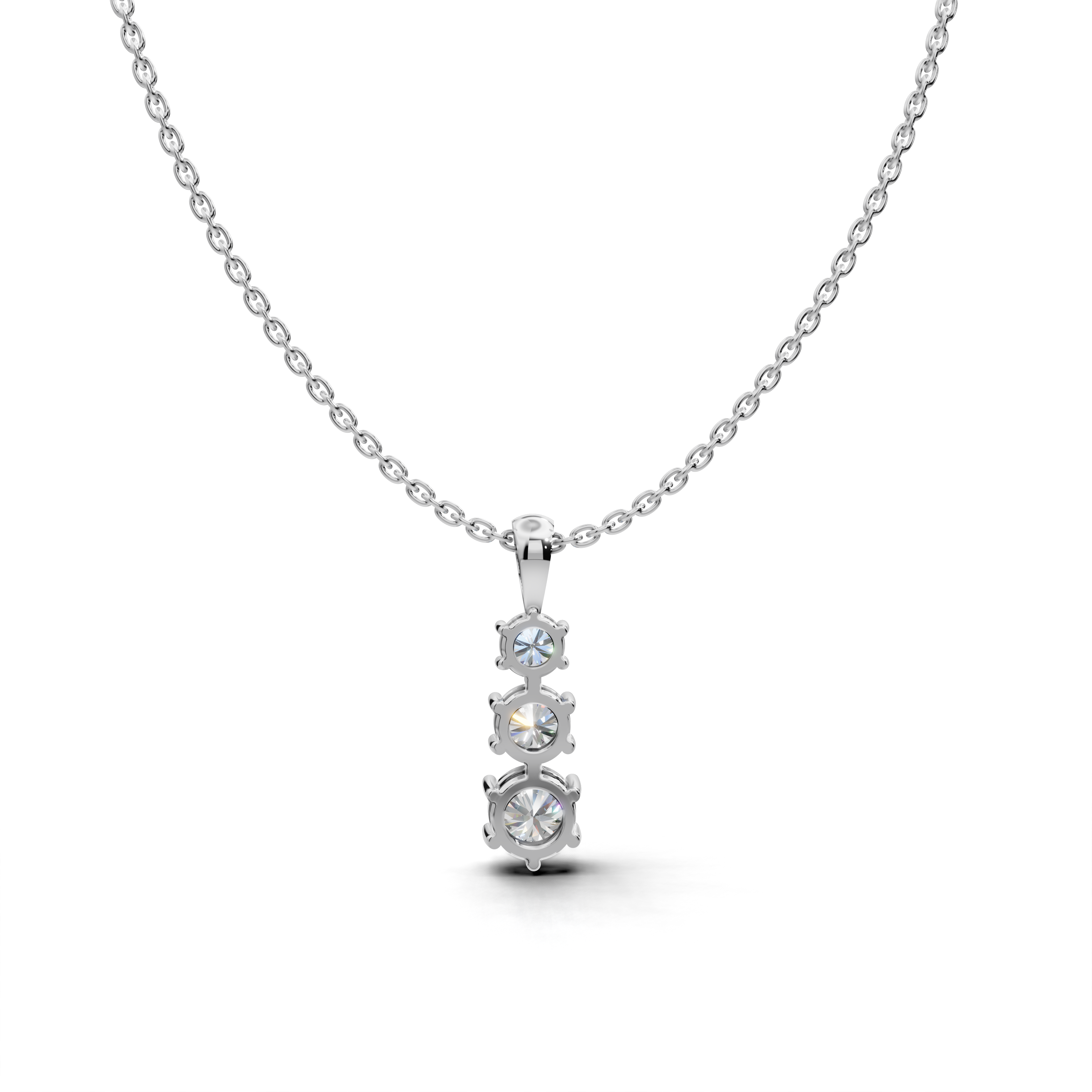 Three Round LGD Vertical Trilogy Pendant Necklace with Linear Arrangement – LWPD-0318