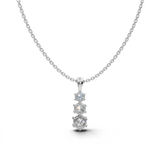 Three Round LGD Vertical Trilogy Pendant Necklace with Linear Arrangement – LWPD-0318