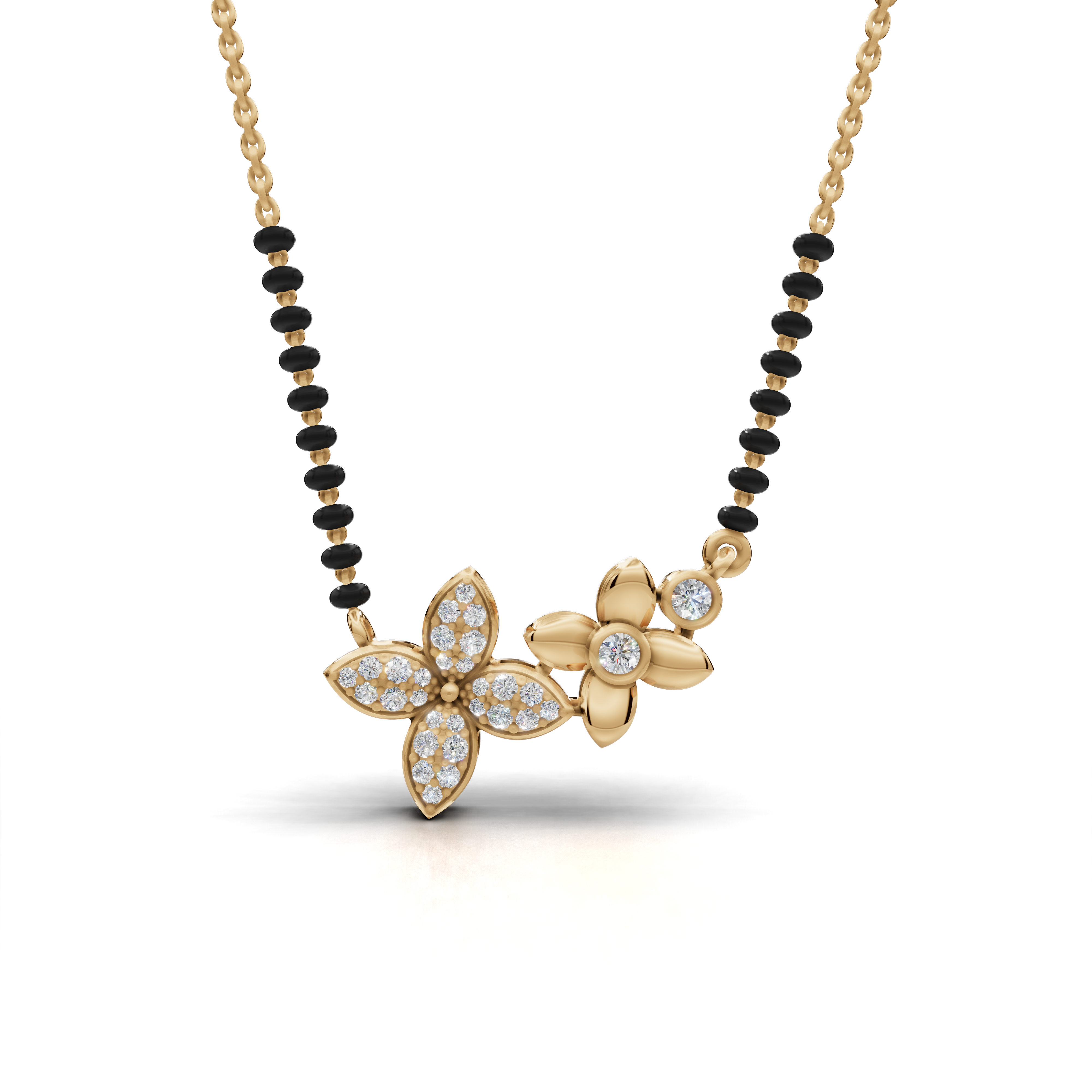 Diamond Mangalsutra Pendant - Floral Design