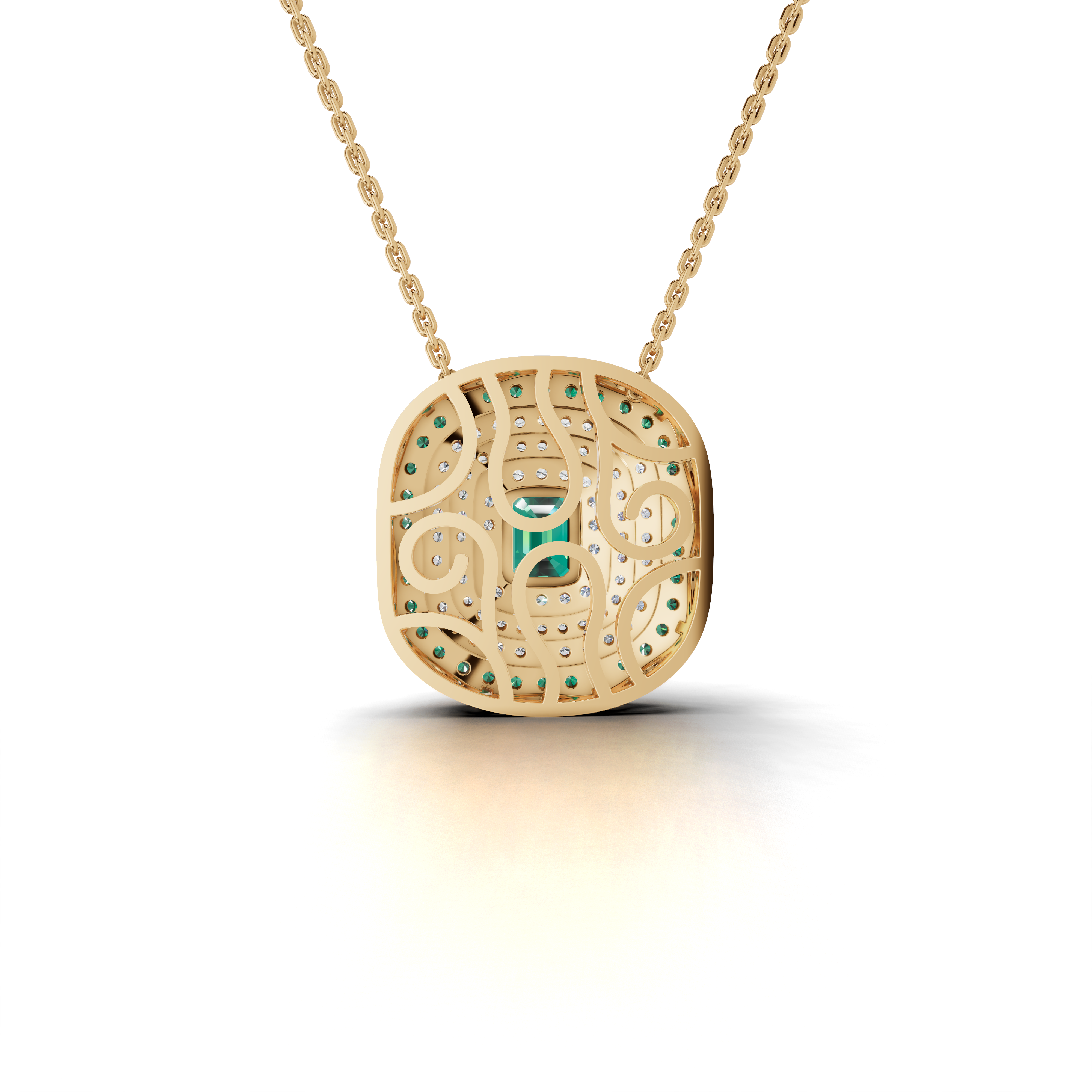 Exquisite Emerald and Diamond Pendant Necklace