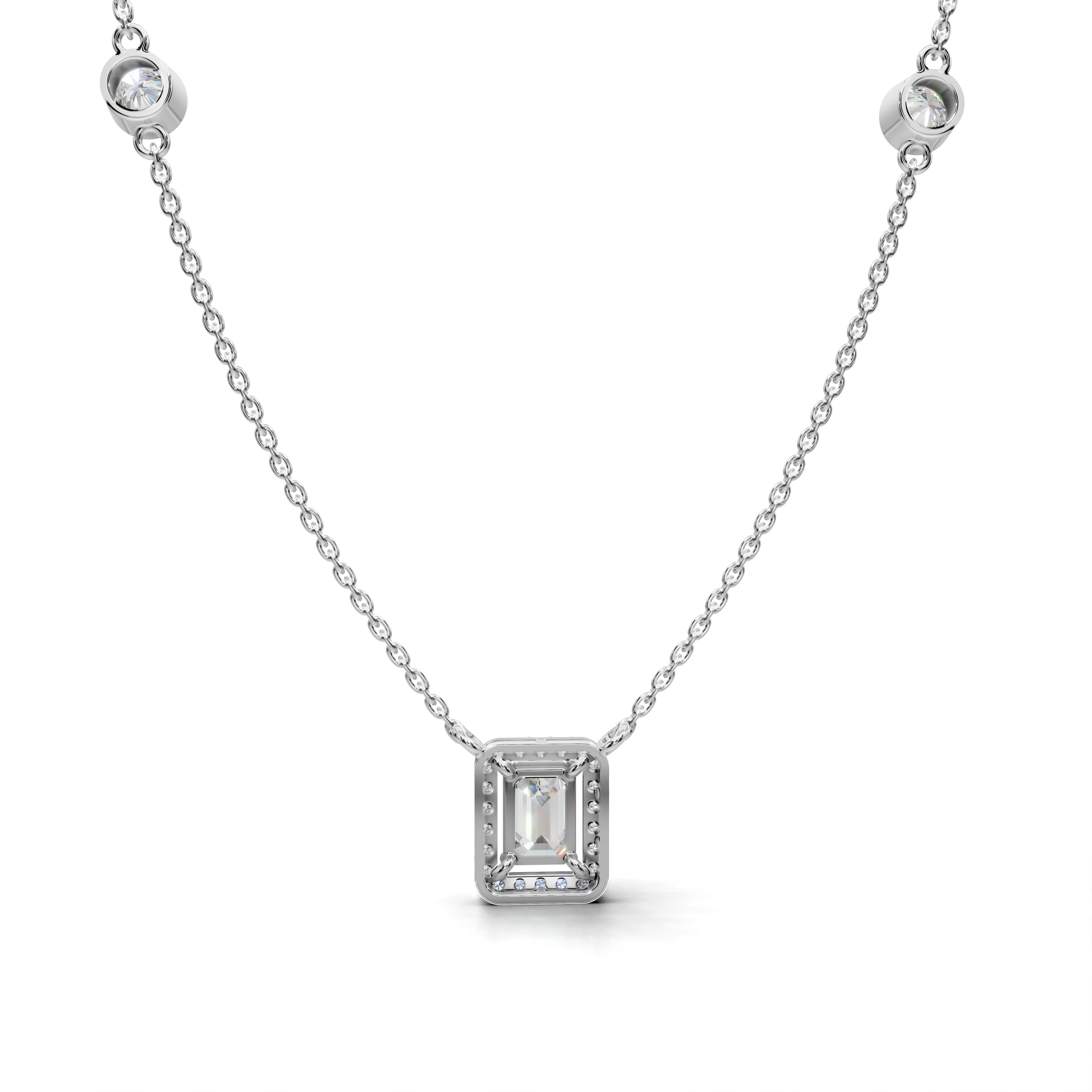 Bezel Set Diamond Necklace - LWPD-0320