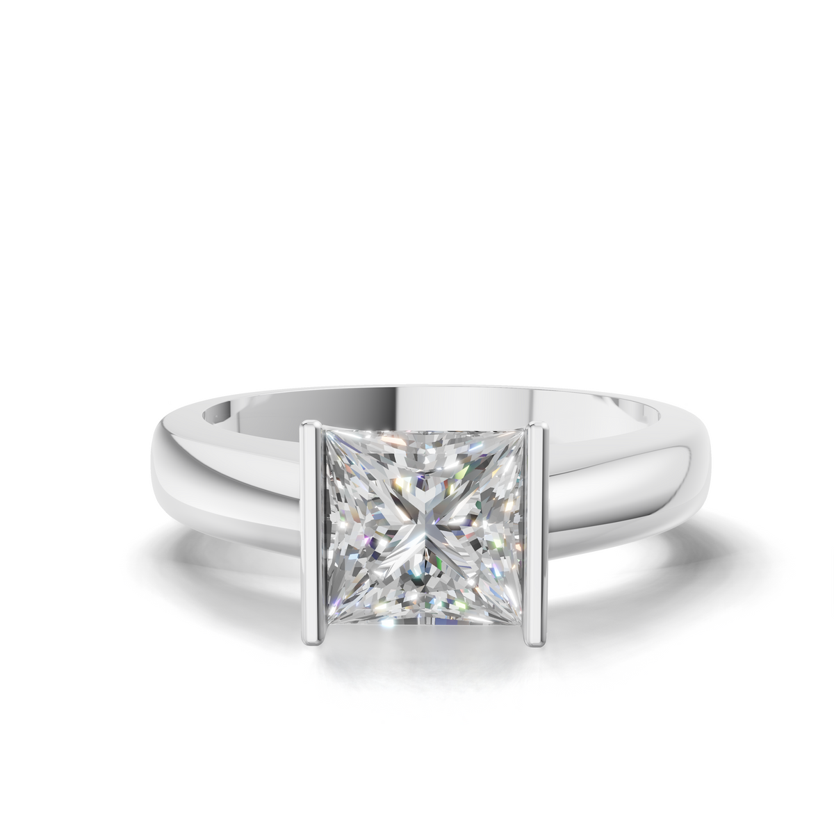 Princess-Cut LGD Centre Ring with Clean Angular Diamond Design – HWGR-0196