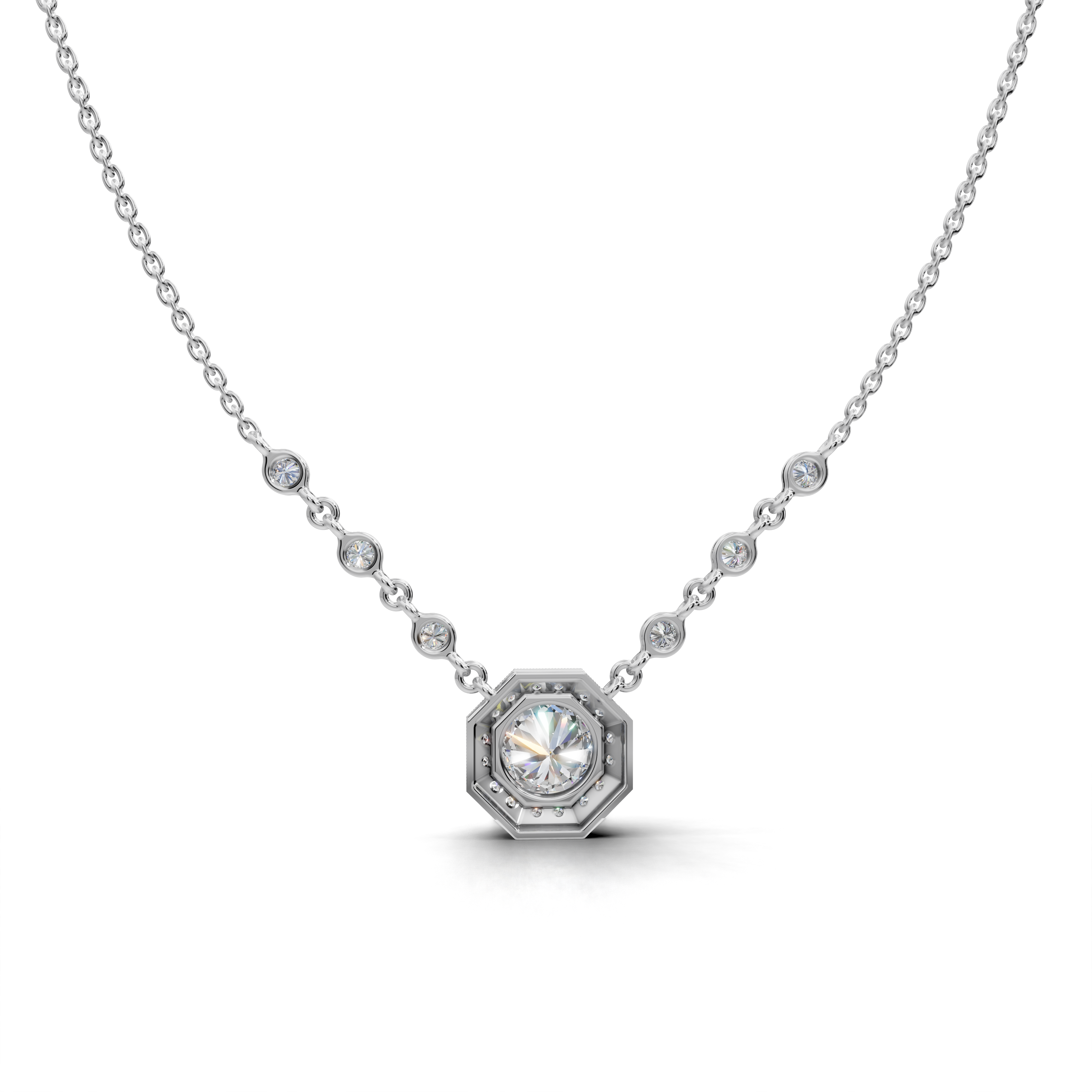 Octagon Diamond Pendant Necklace - LWPD-0234A