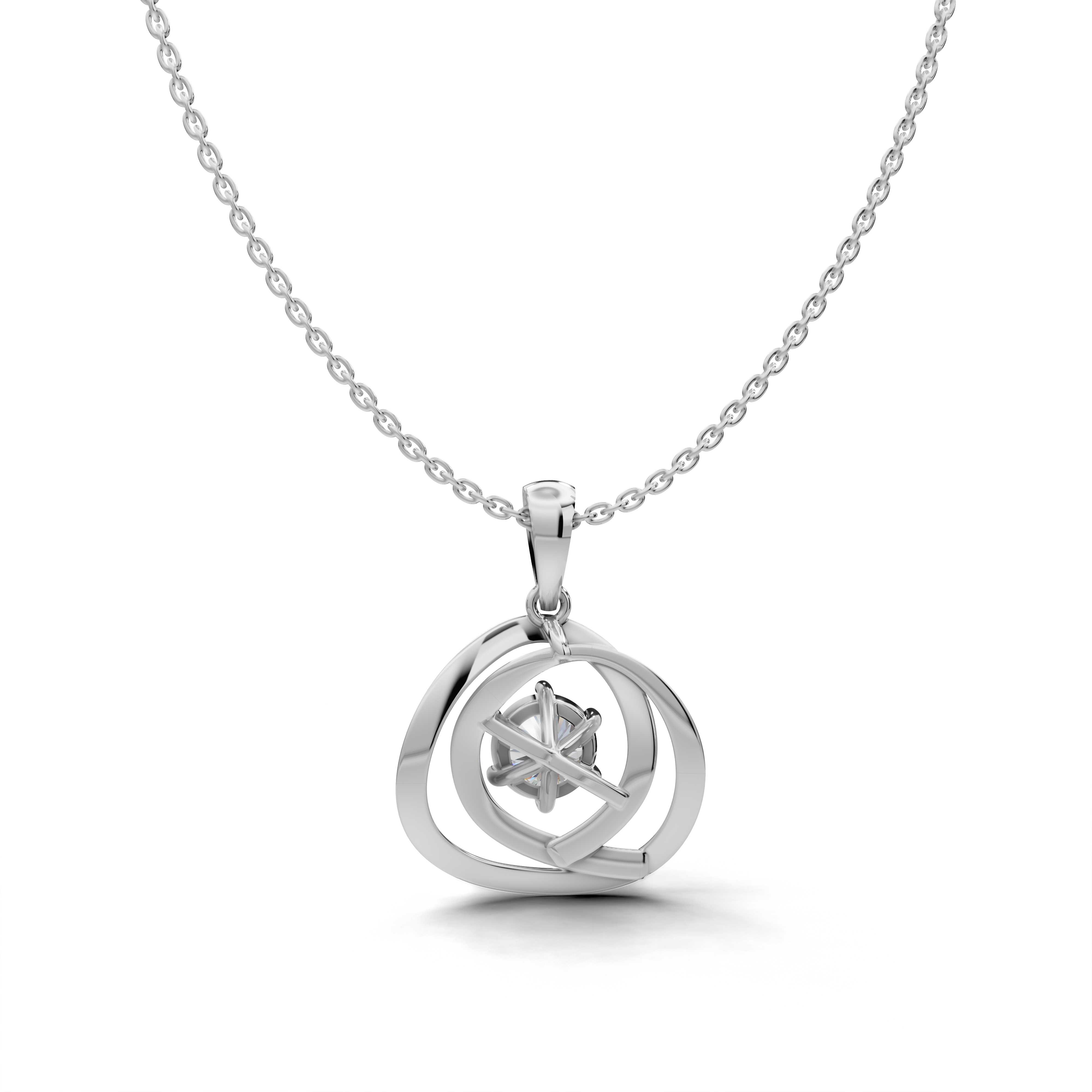 Round-Cut LGD Swirl Pendant Necklace with Circular Embrace Design – LWPD-0326