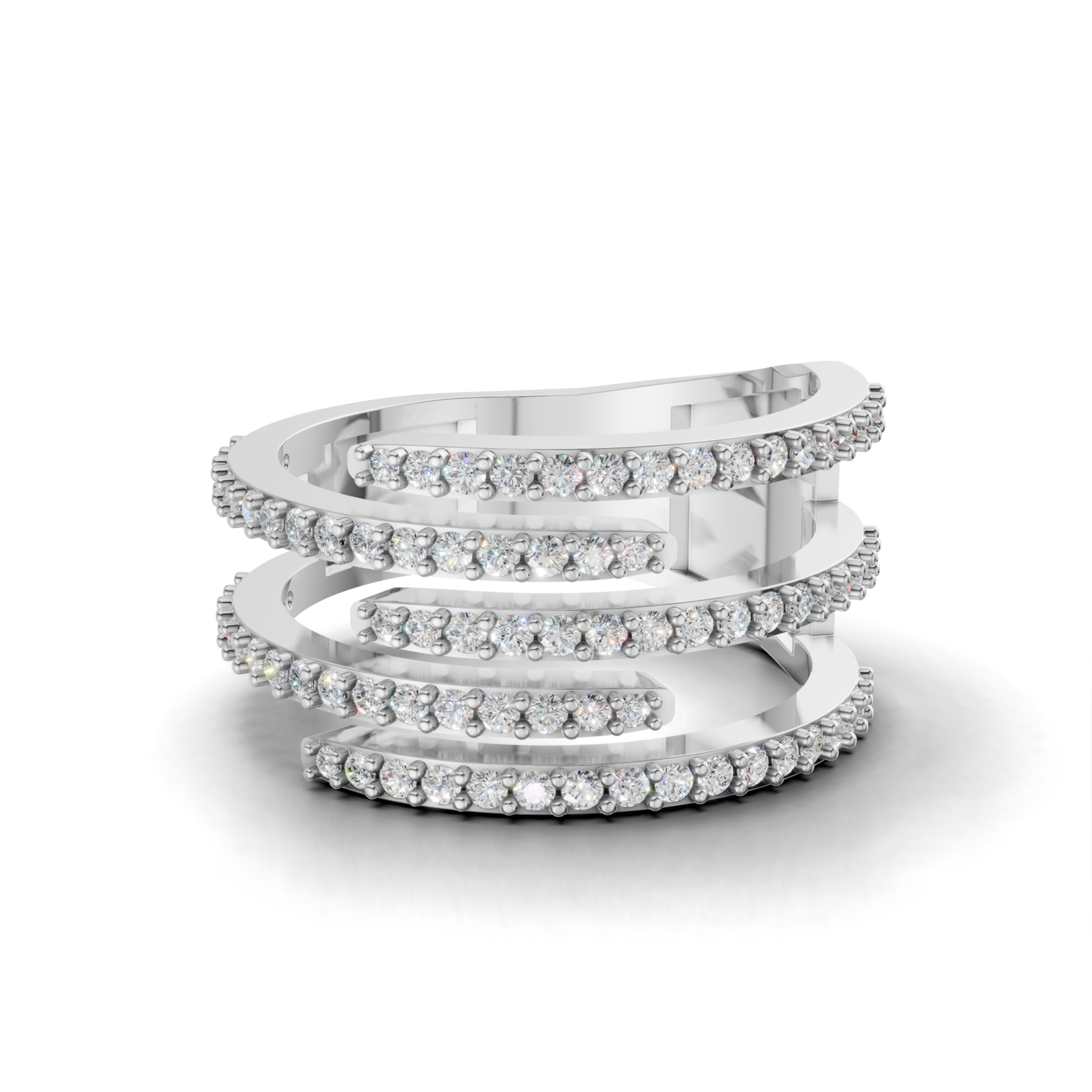 Round LGD Spiral Multi-Band Ring with Flowing Diamond Swirl Pattern – HWLR-0081