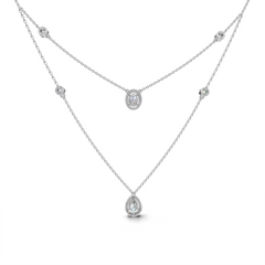 Layered LGD Double-Chain Necklace with Spaced Diamond Station Pattern – LWPD-0323