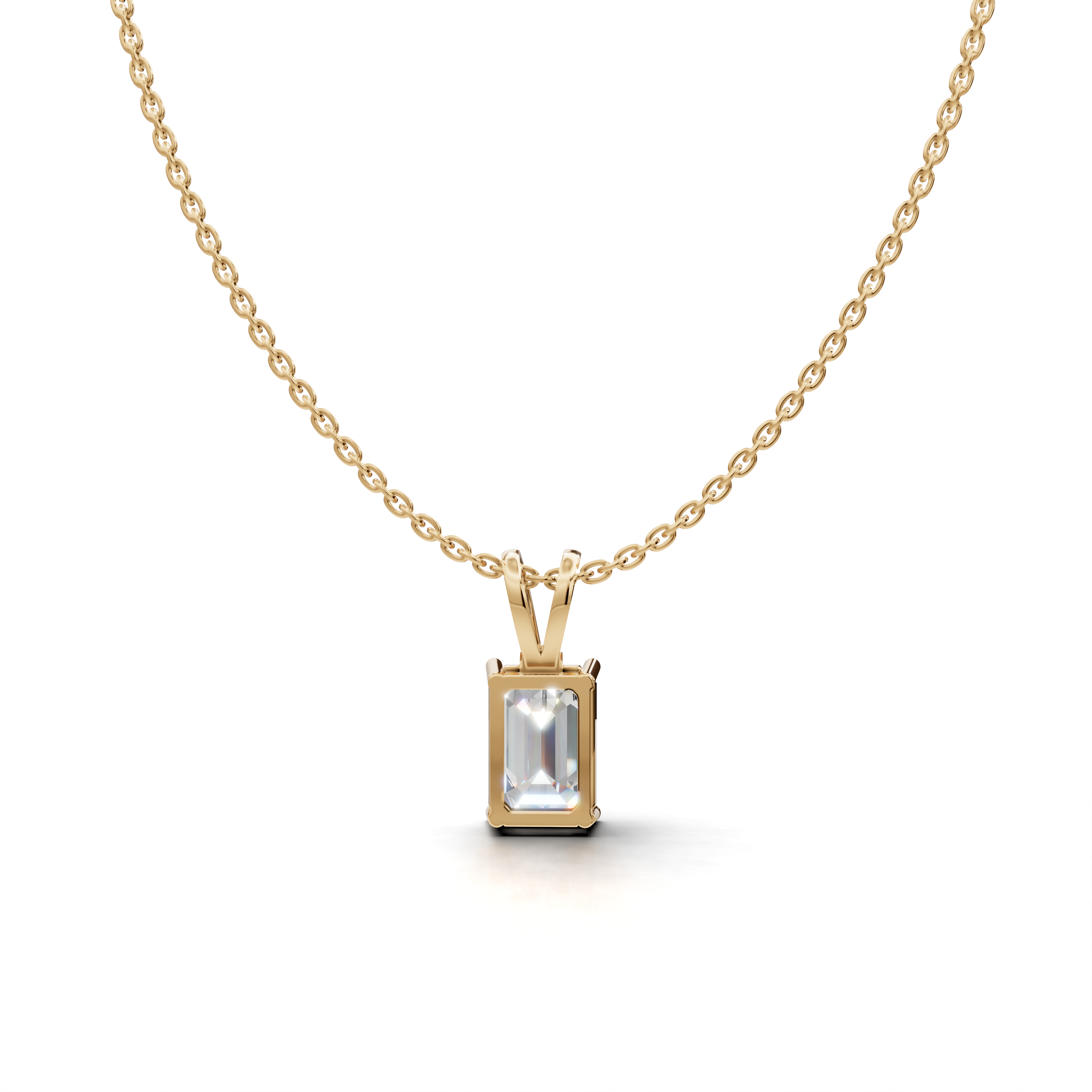 Emerald-Cut LGD Solitaire Pendant Necklace with Clean Geometric Silhouette – LWPD-0115