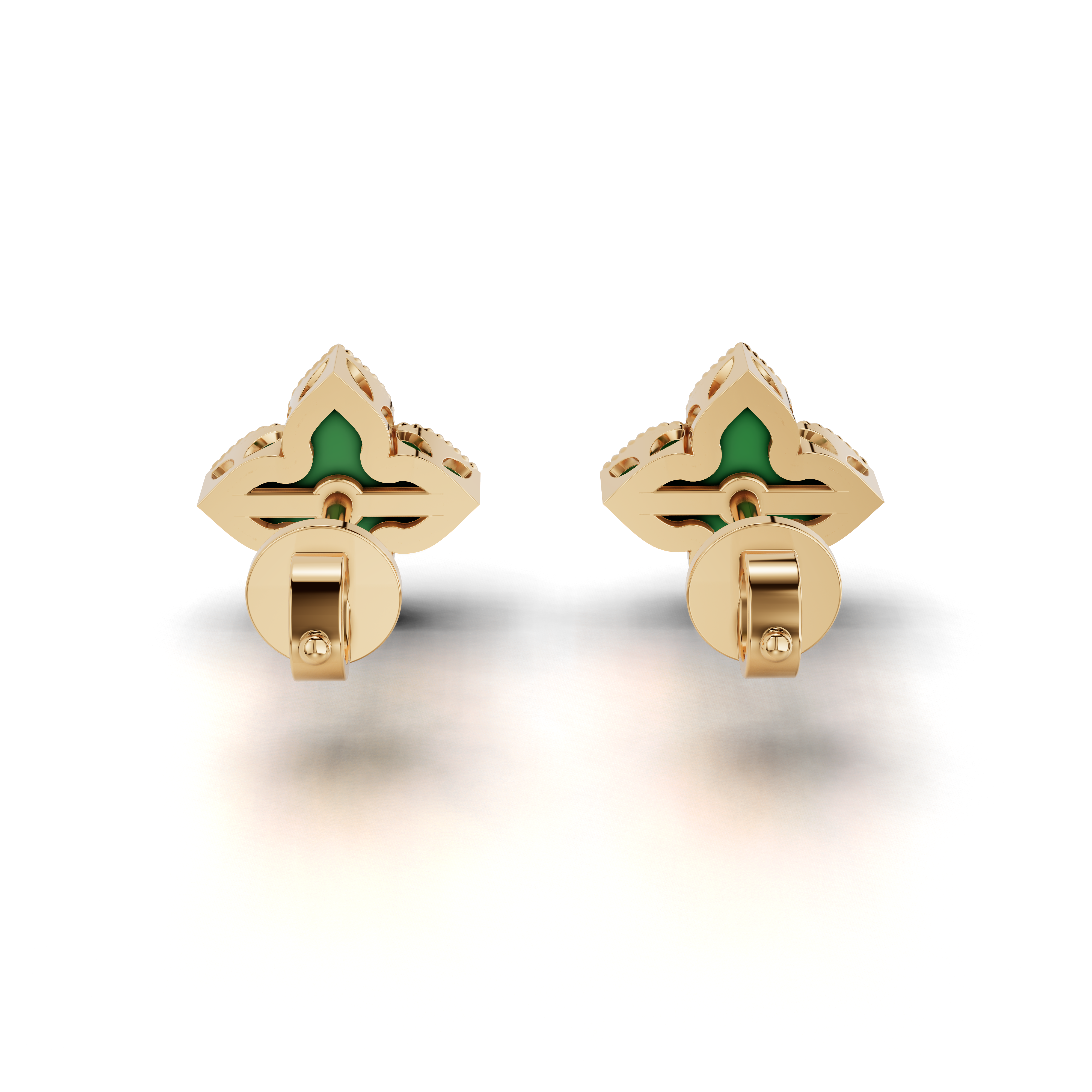 Green Enamel Petals Earrings LWPD-0325-ER