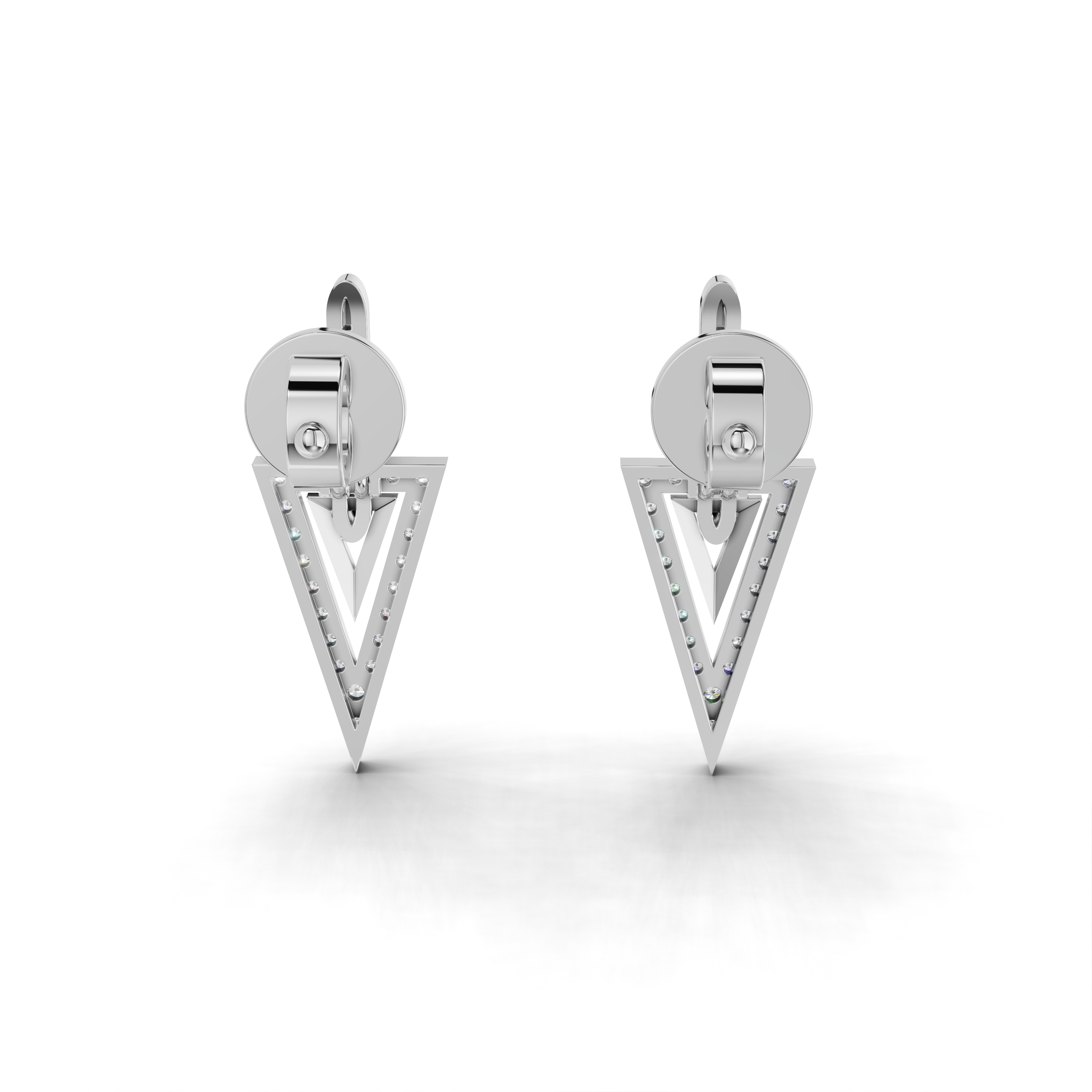 Geometric Triangle LGD Drop Earrings with Minimalist Diamond Outline – LWPD-0329-ER