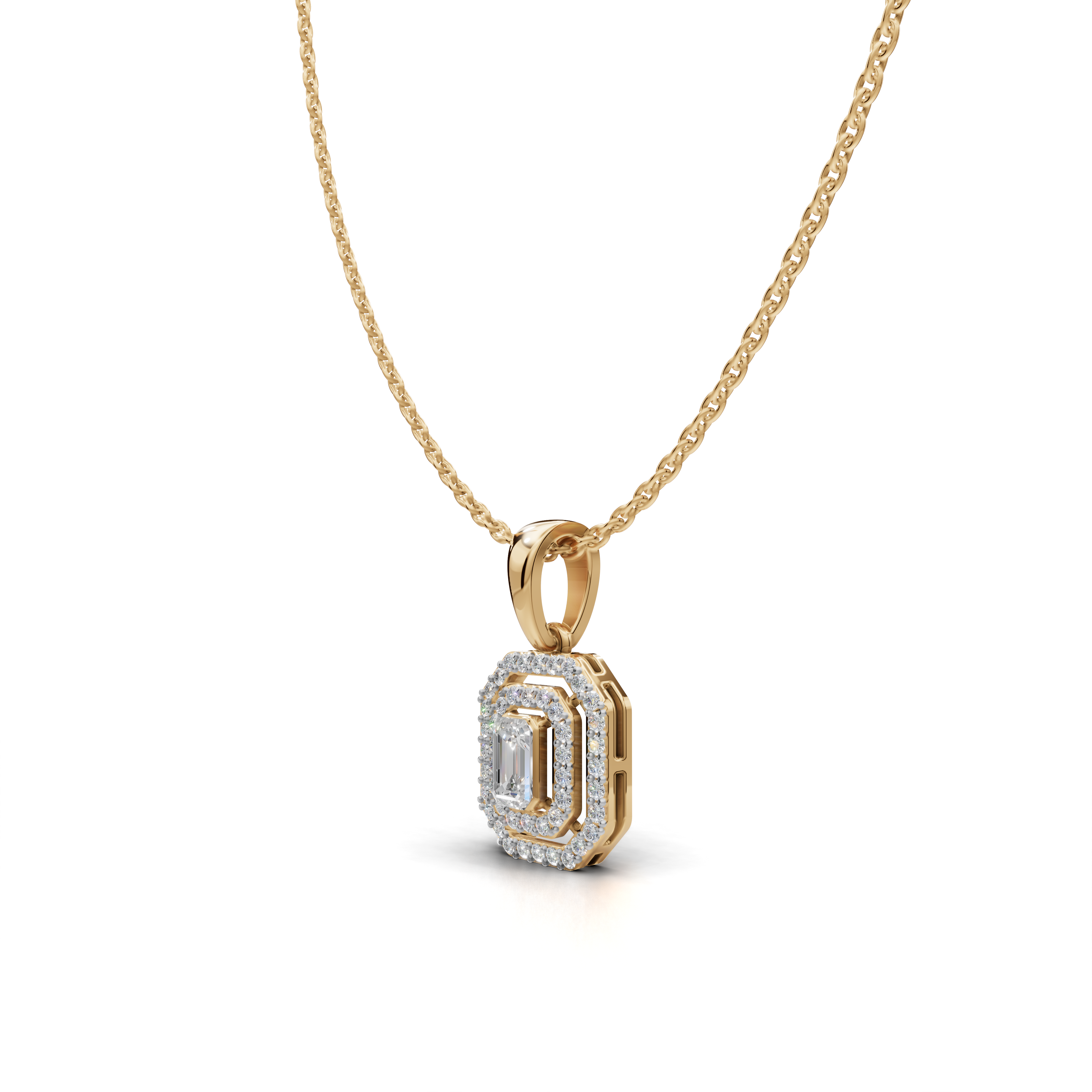 Emerald cut Diamond Pendant - LWPD-0178A