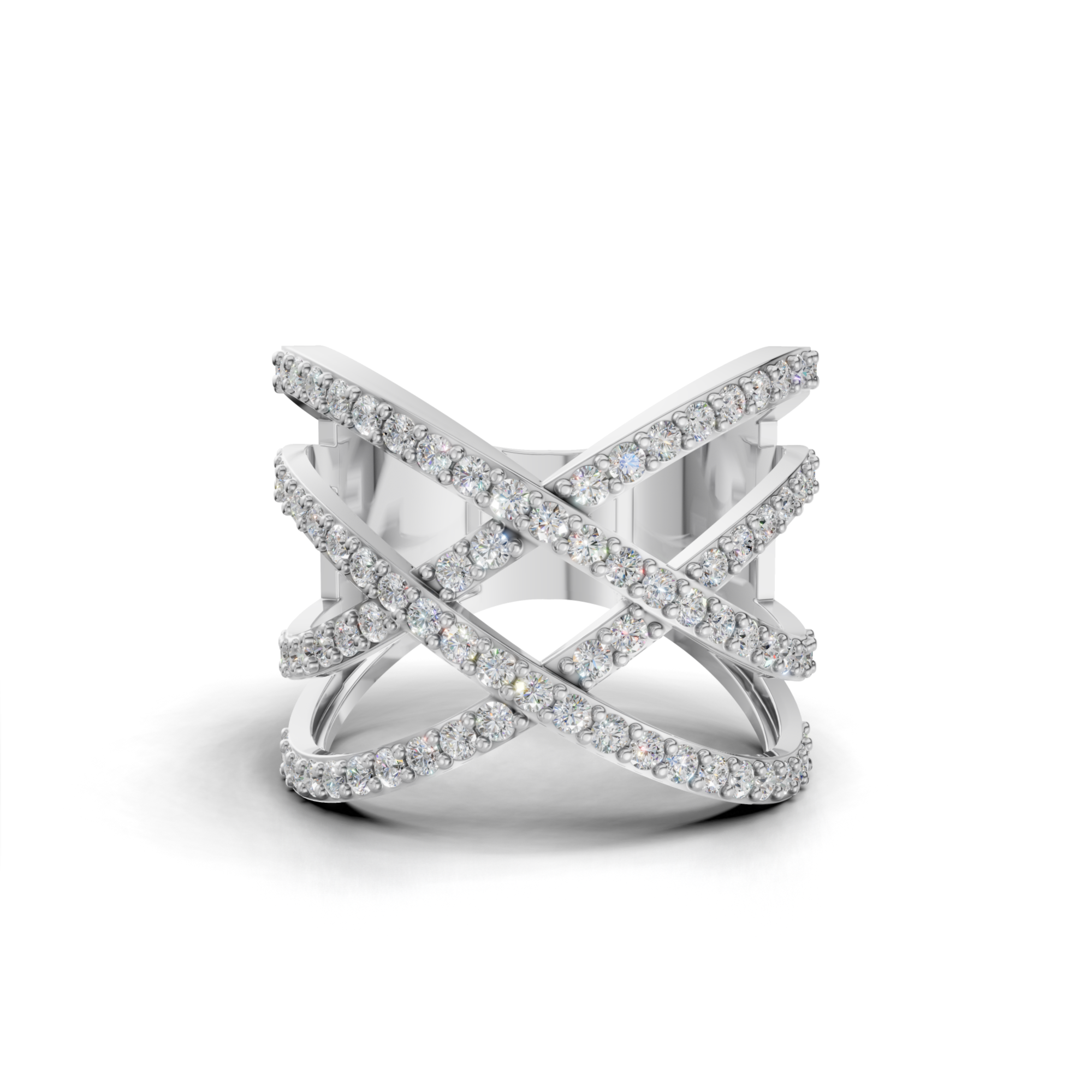 Criss-Cross LGD Open X-Motif Multi-Band Diamond Ring – HWLR-0084