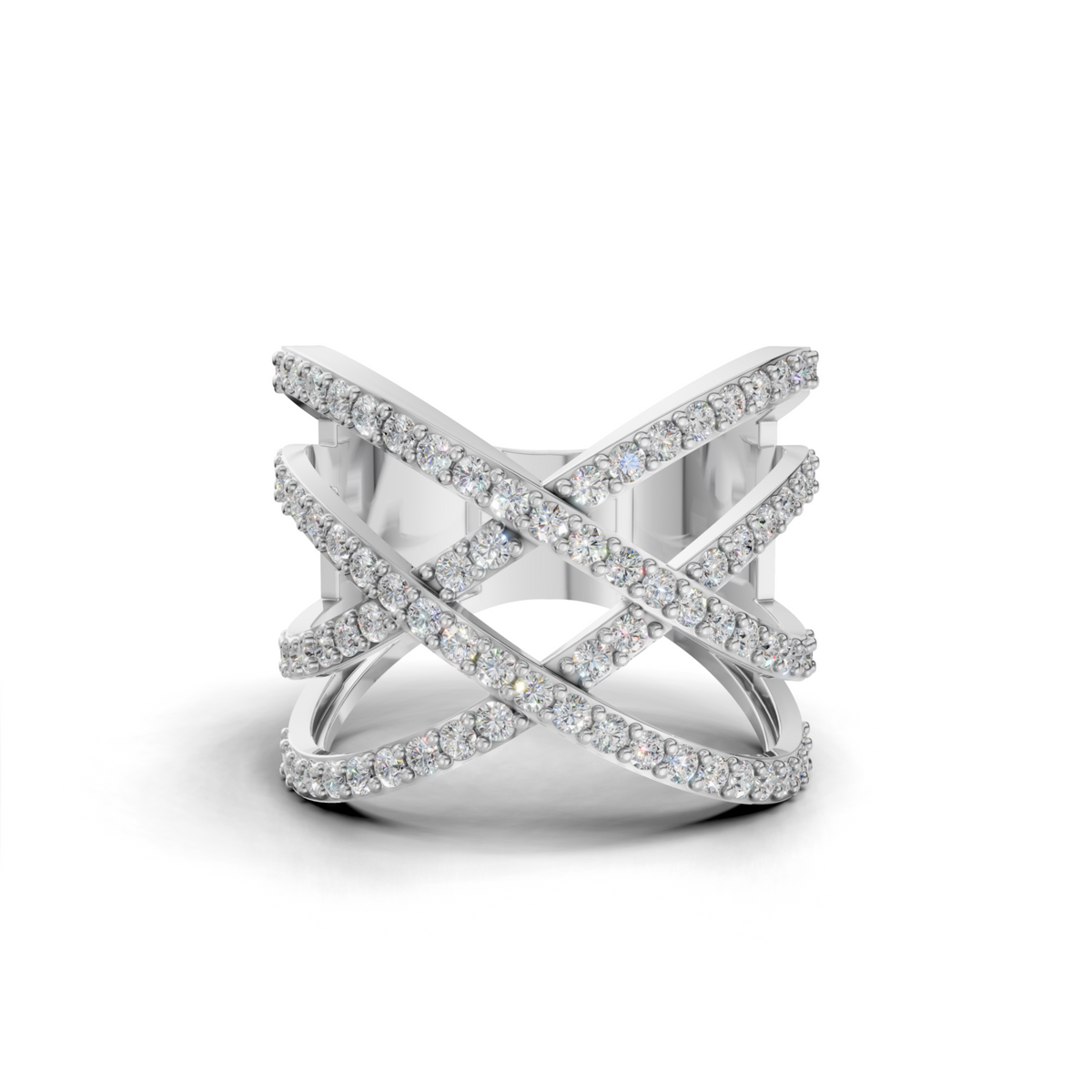 Criss-Cross LGD Open X-Motif Multi-Band Diamond Ring – HWLR-0084