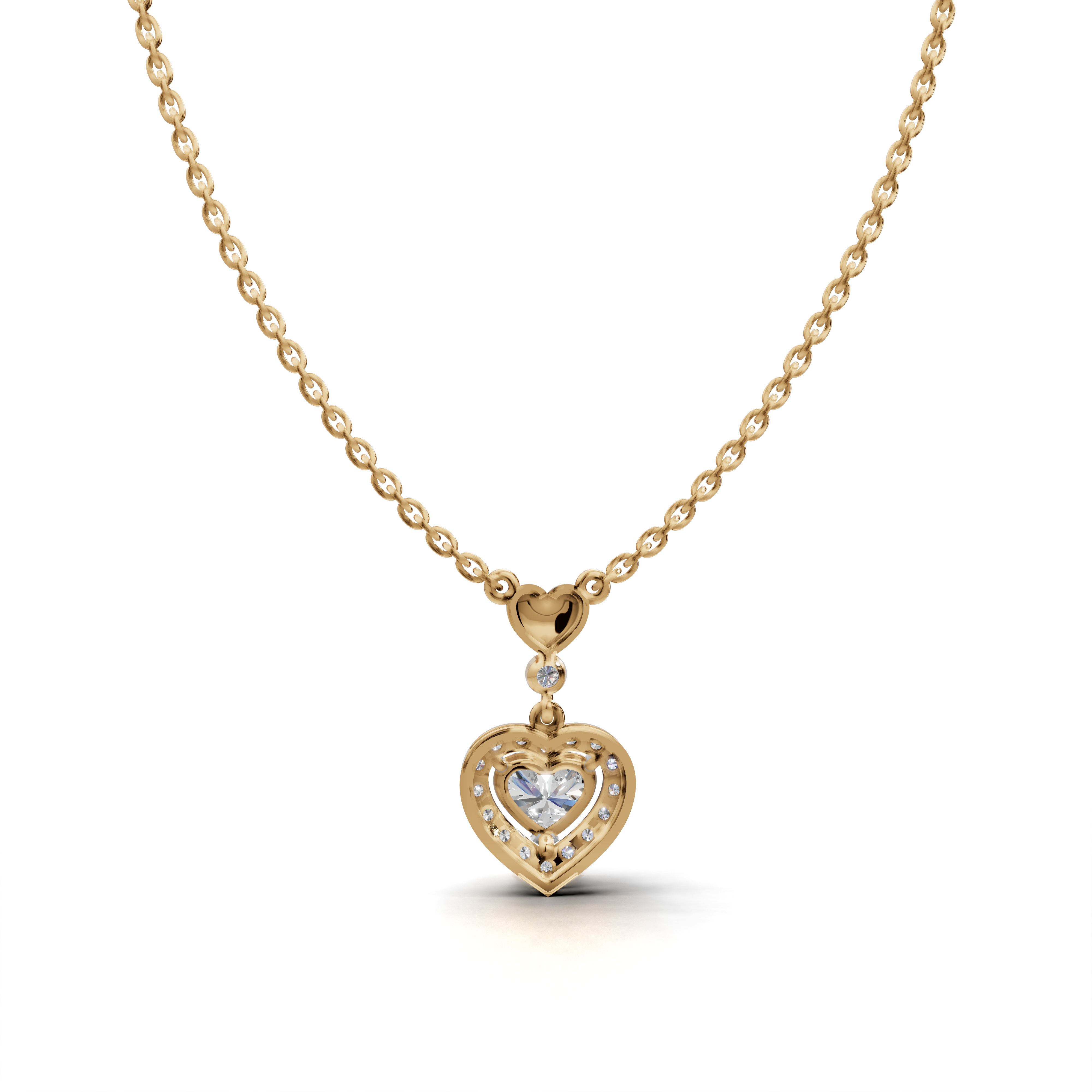 Heart-Cut LGD Halo Pendant Necklace with Romantic Diamond Surround – LWPD-0321
