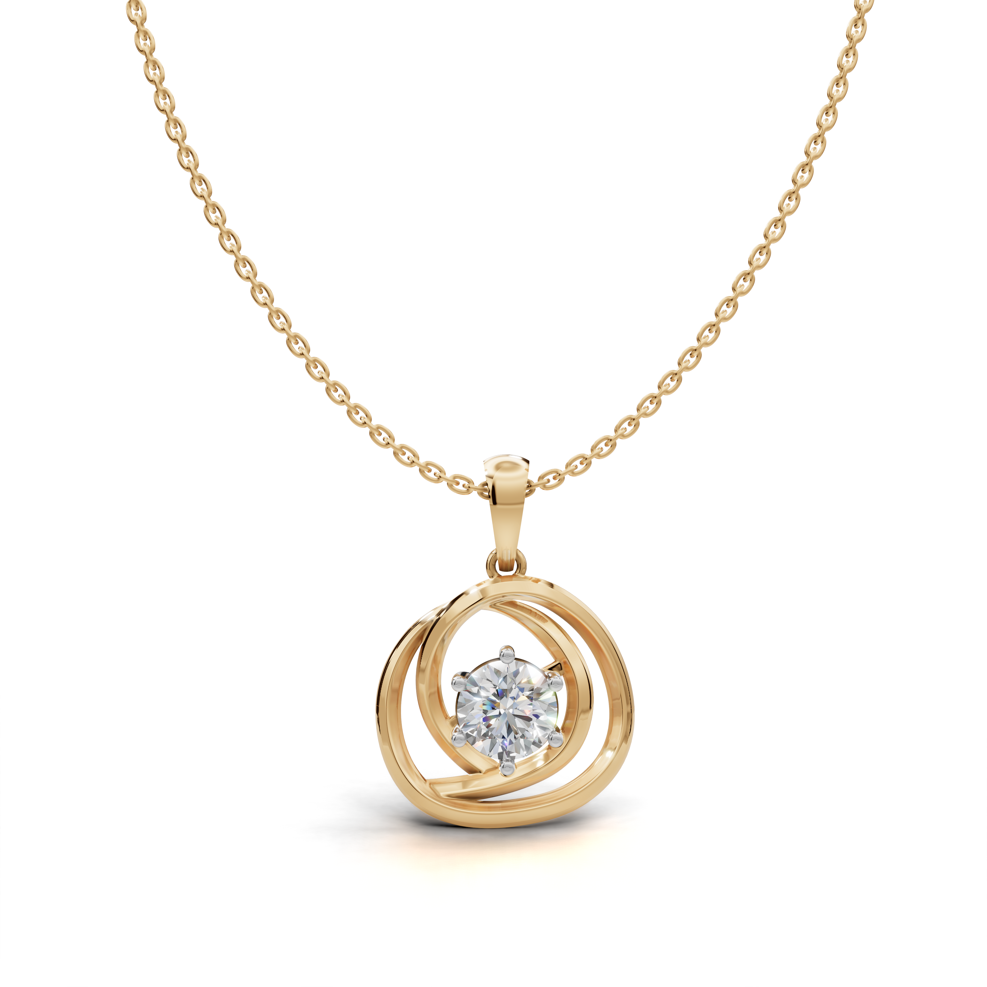 Round-Cut LGD Swirl Pendant Necklace with Circular Embrace Design – LWPD-0326