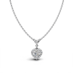 Heart-Cut LGD Halo Pendant Necklace with Romantic Diamond Surround – LWPD-0321