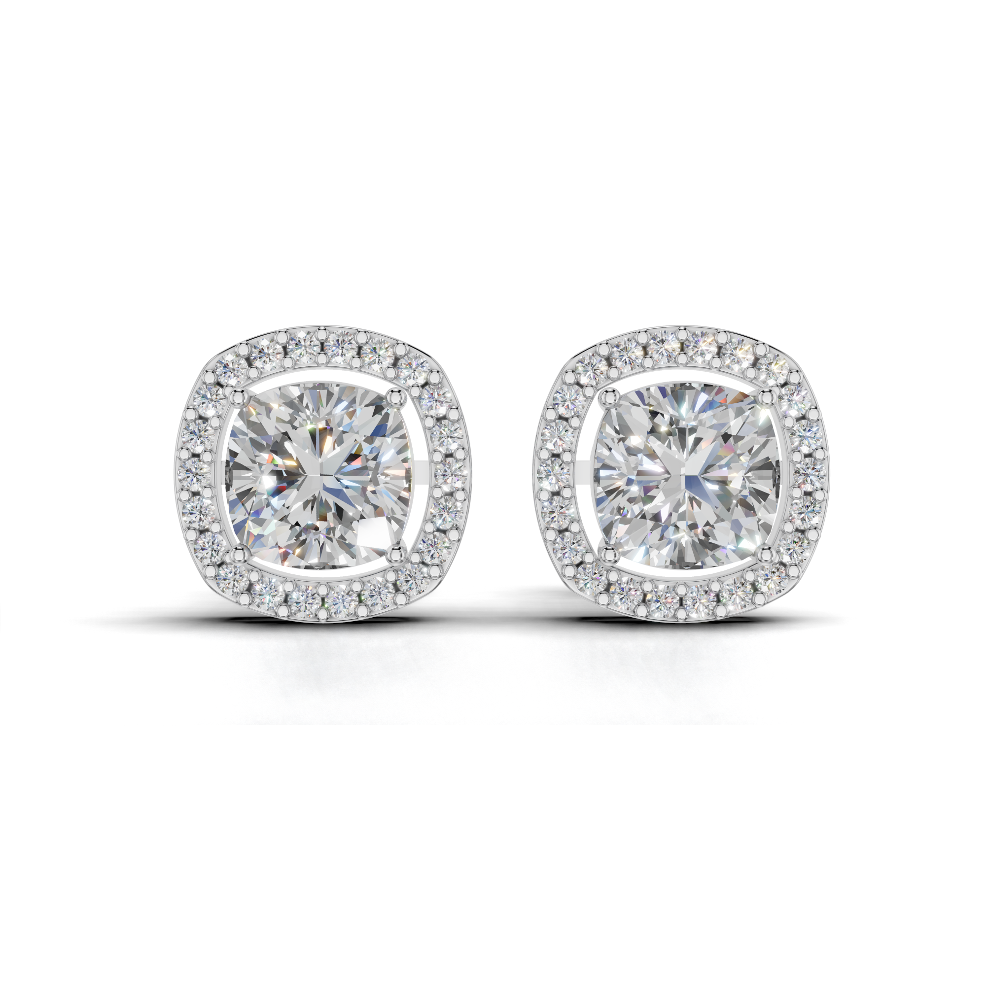 Cushion Cut Halo Earrings