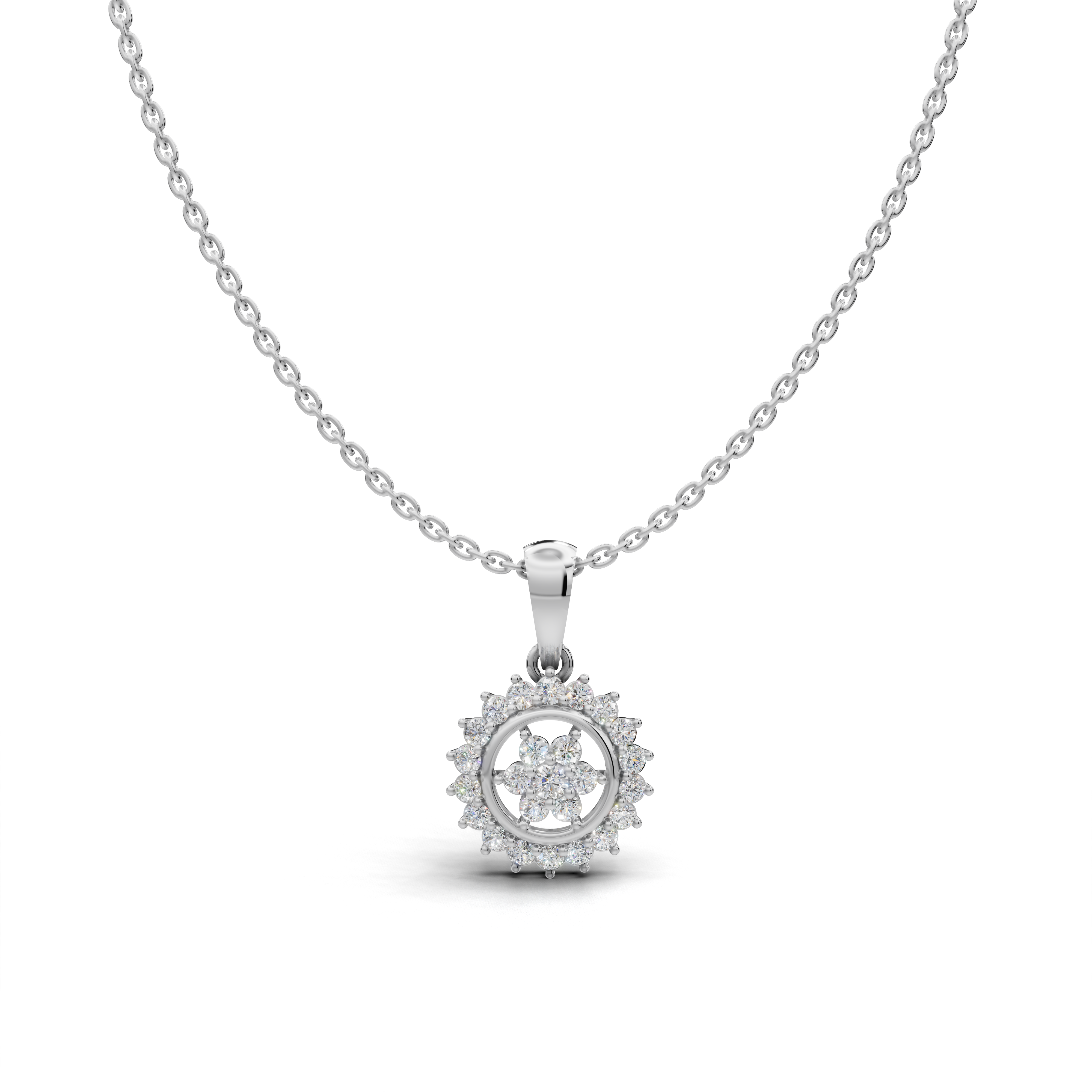 Circular Floral Diamond Pendant - LWPD-0324