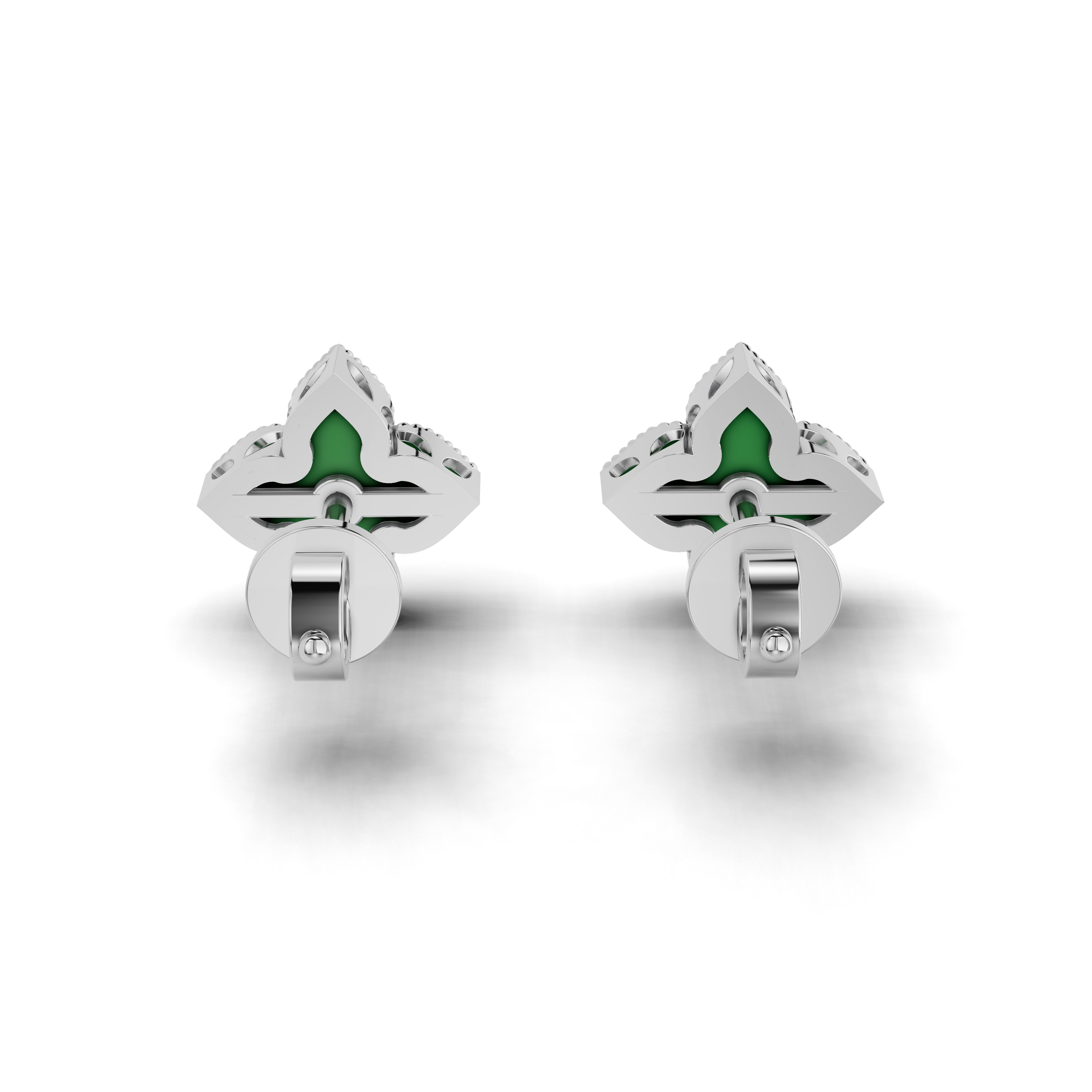 Green Enamel Petals Earrings LWPD-0325-ER