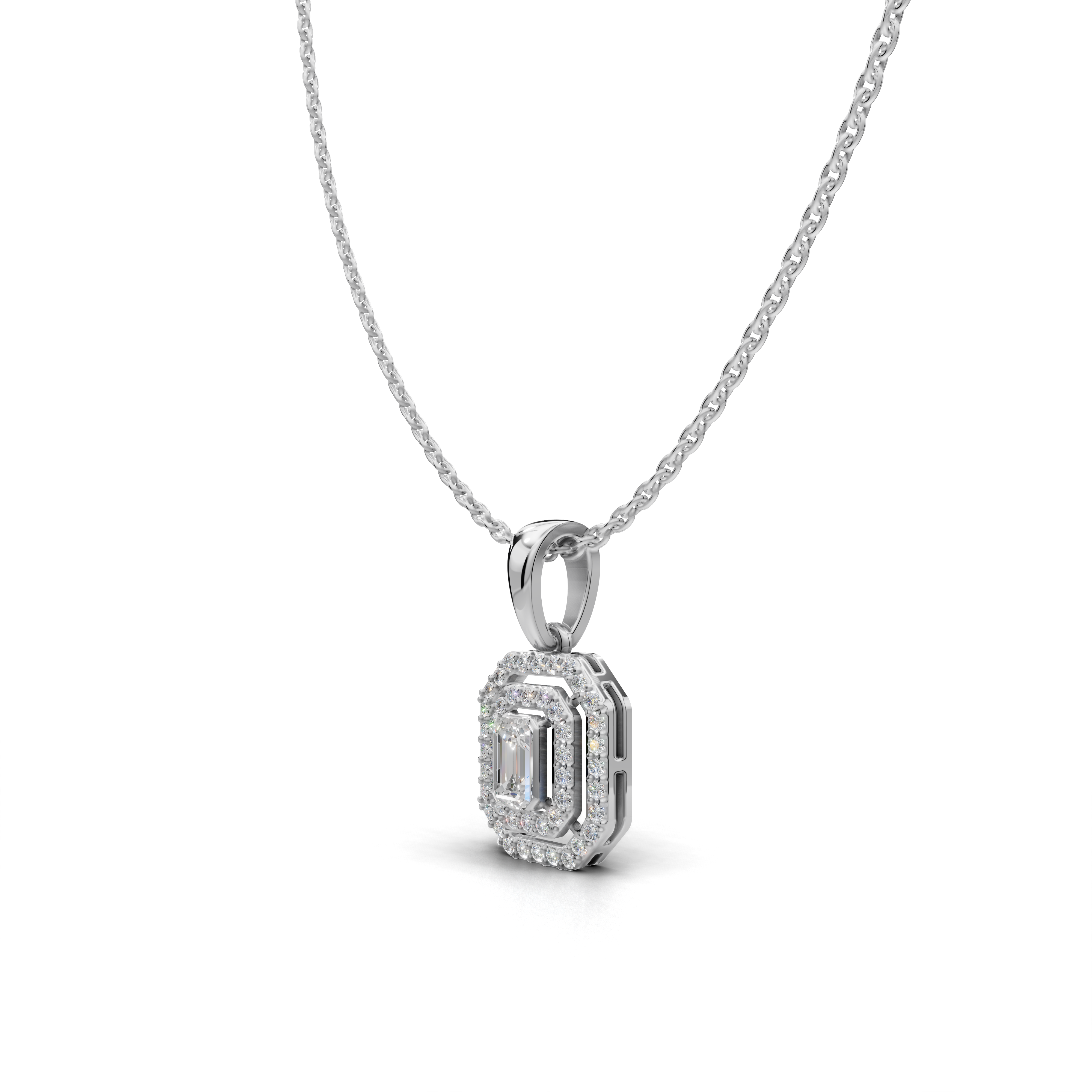 Emerald cut Diamond Pendant - LWPD-0178A