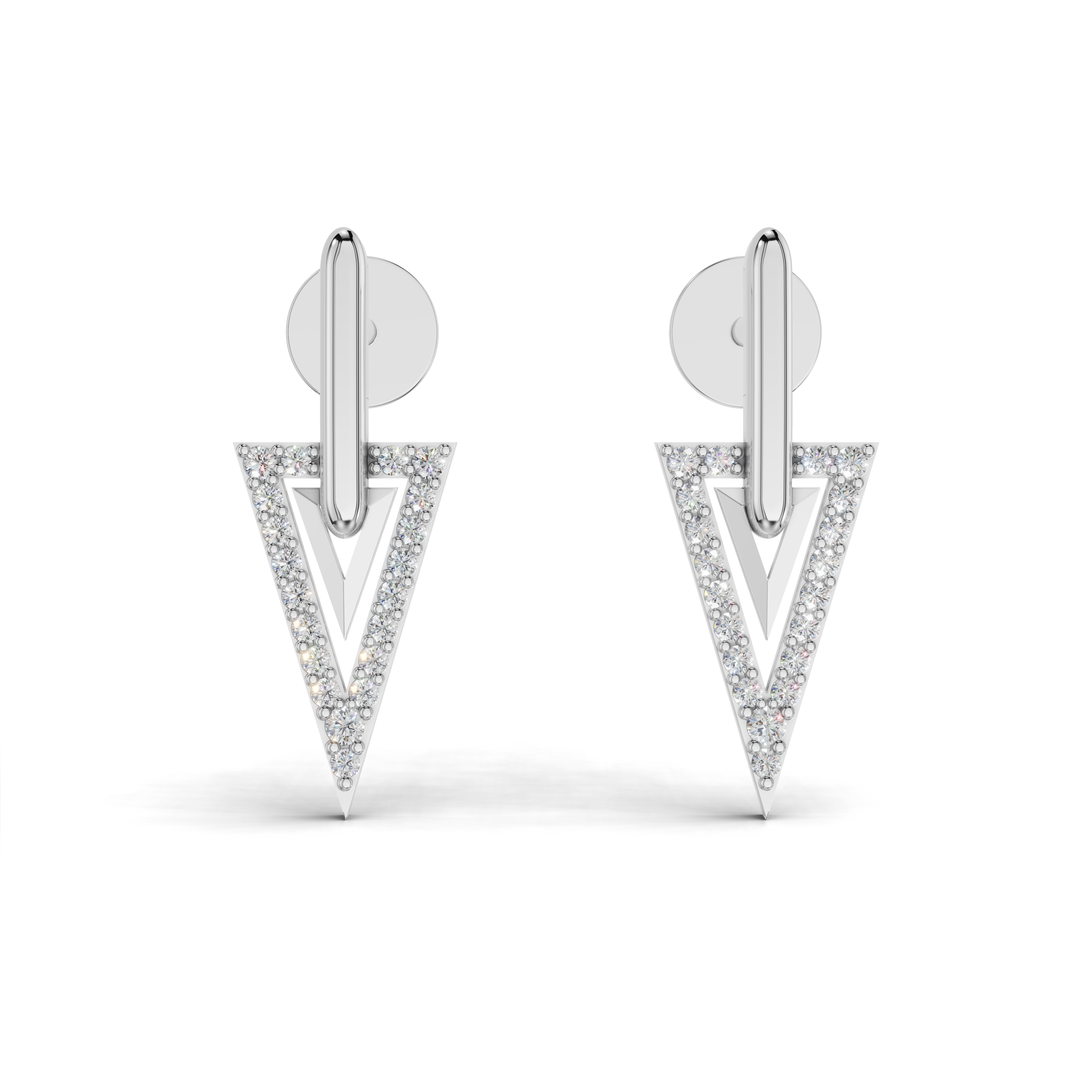 Geometric Triangle LGD Drop Earrings with Minimalist Diamond Outline – LWPD-0329-ER
